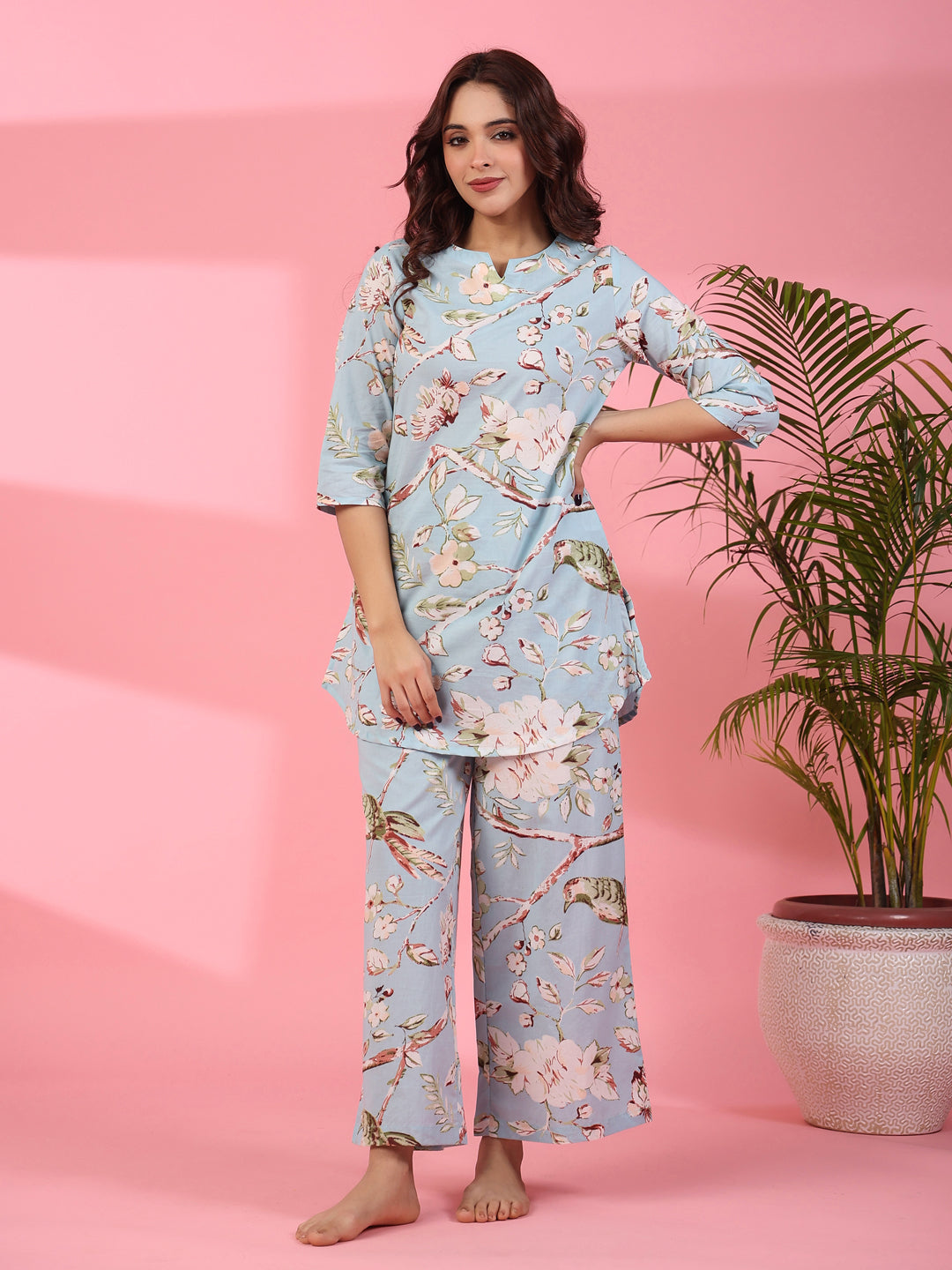 Pattens bird blue cotton co-ord set
