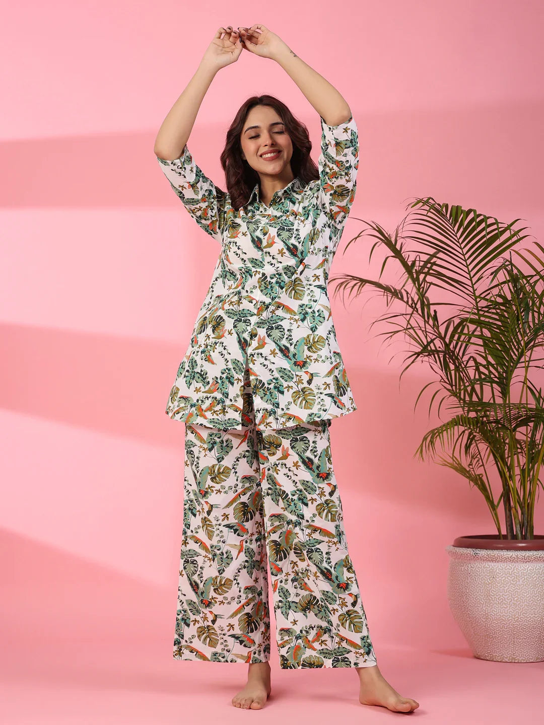 BOTANICAL COTTON CO-ORD SET - SanskrutiHomes