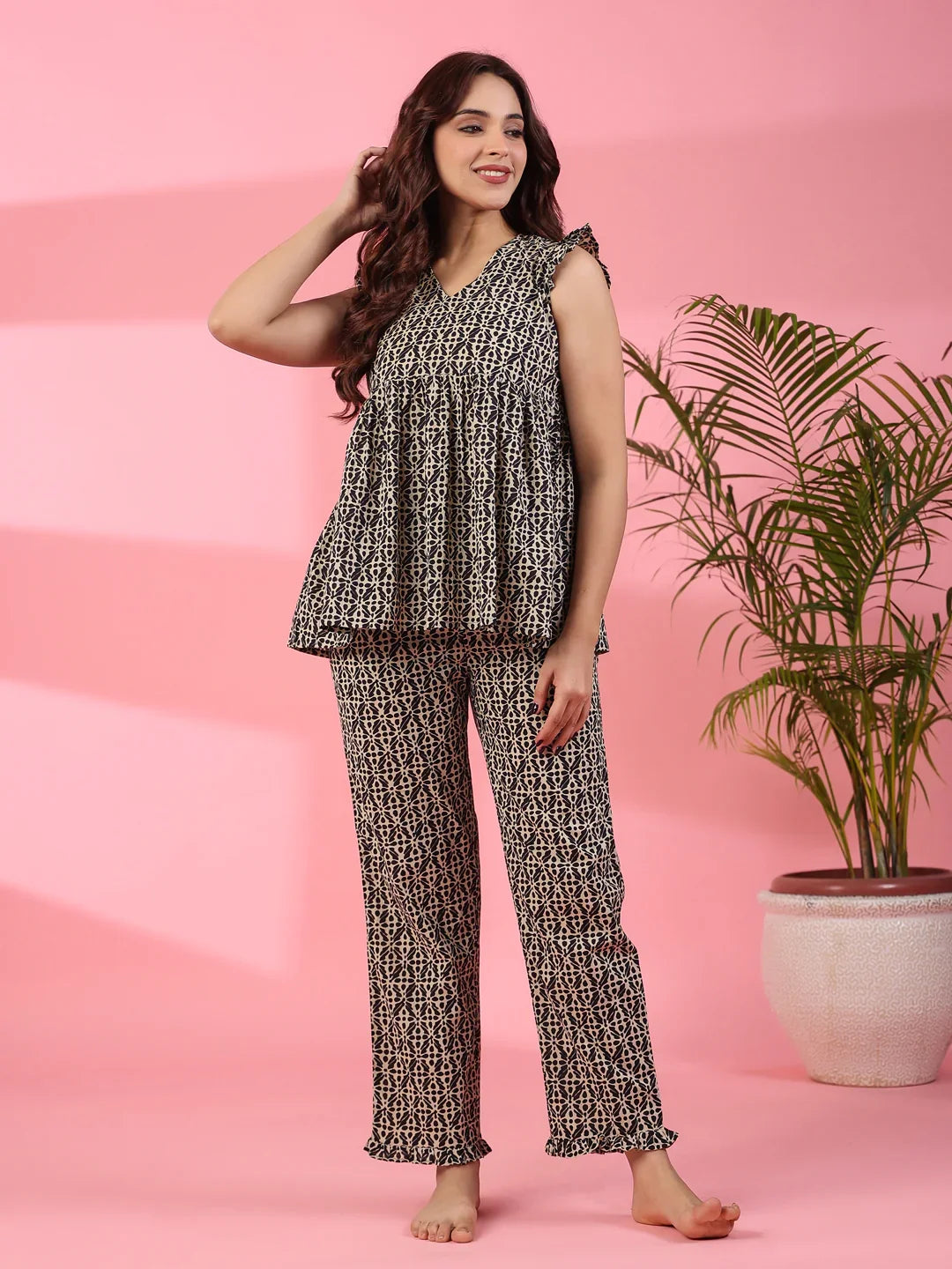 Lanes nest Cotton Night Suit - SanskrutiHomes