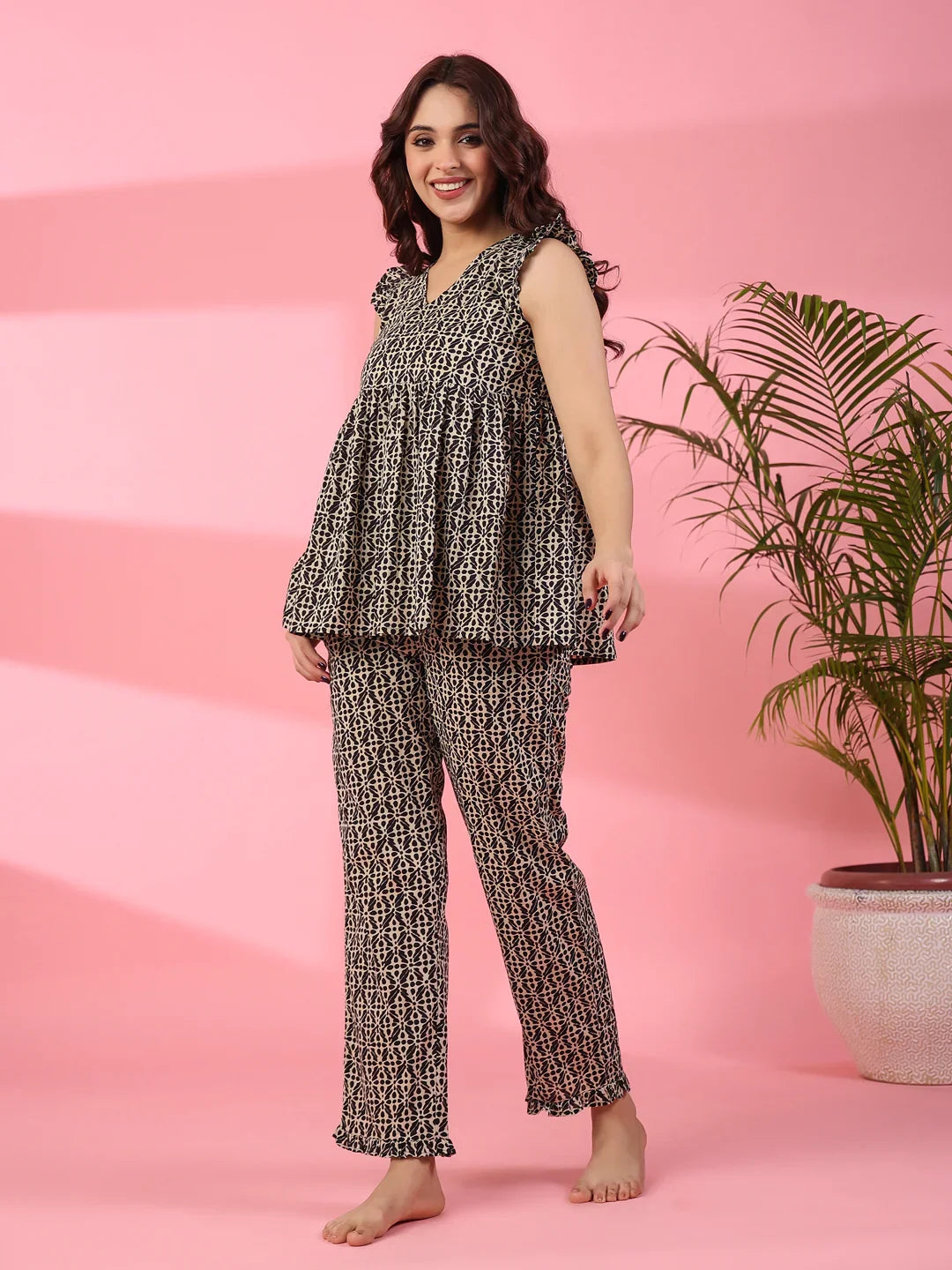 Lanes nest Cotton Night Suit - SanskrutiHomes