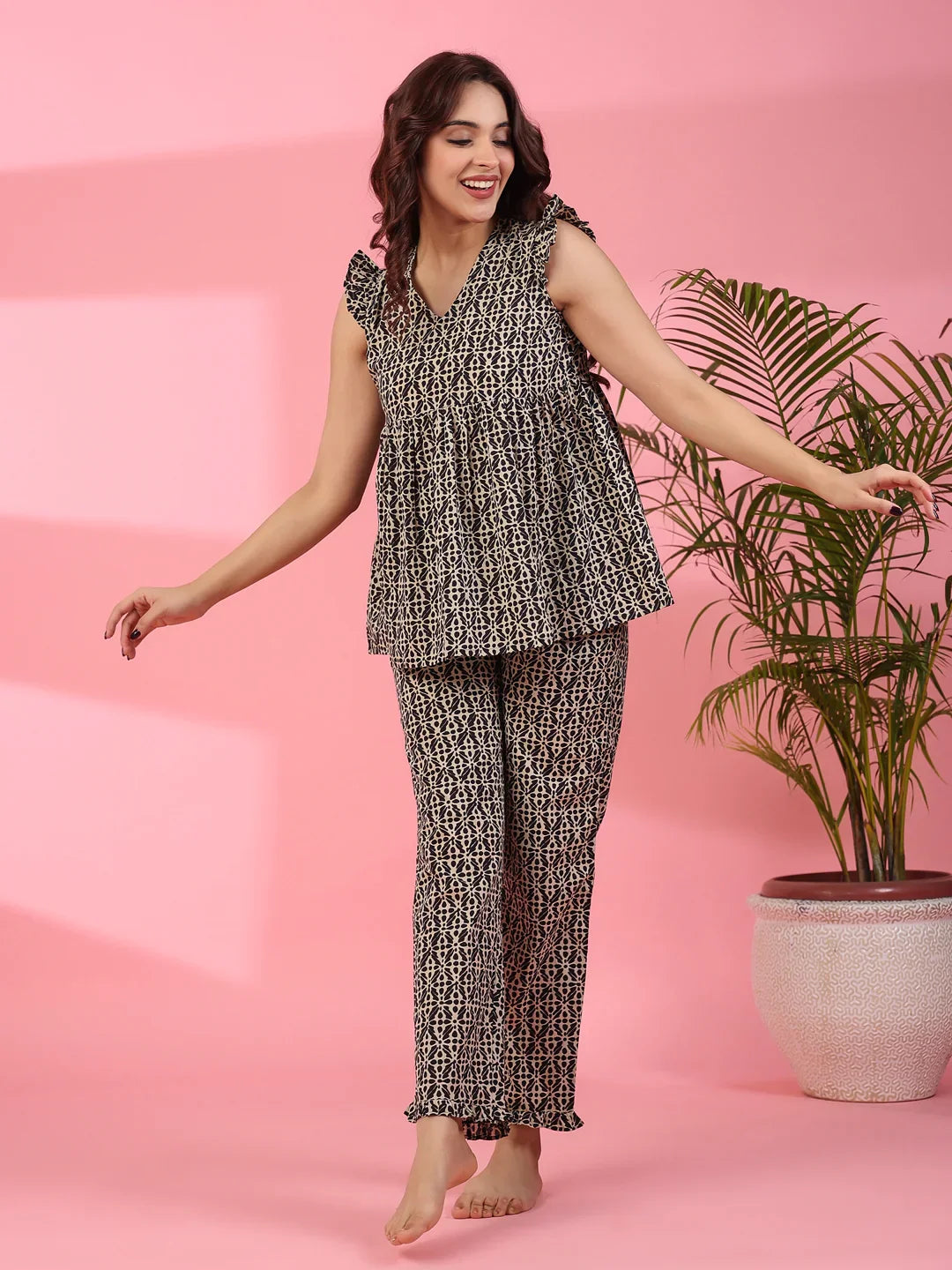 Lanes nest Cotton Night Suit - SanskrutiHomes