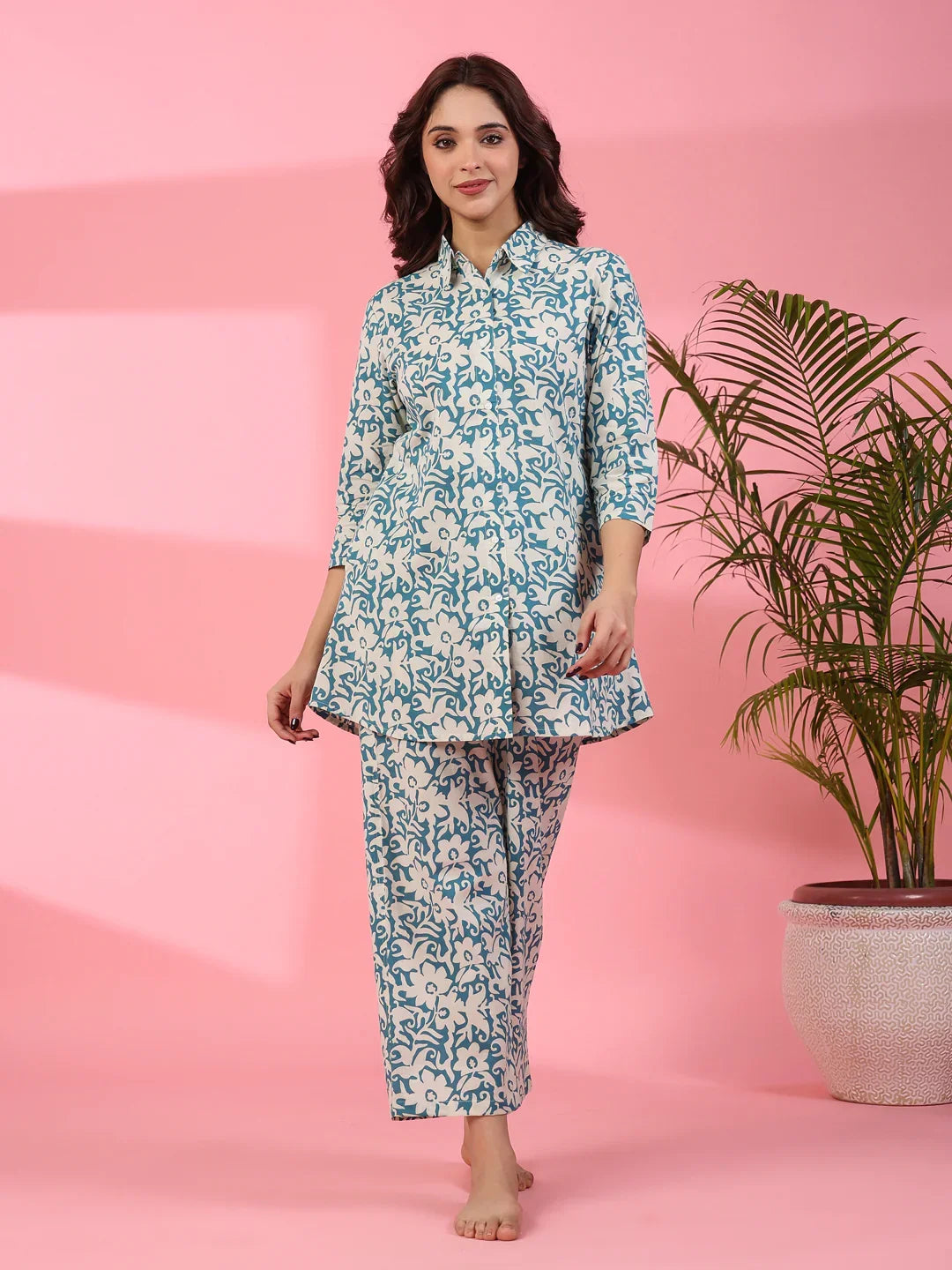 Cornflower Cotton Co-ord set - SanskrutiHomes