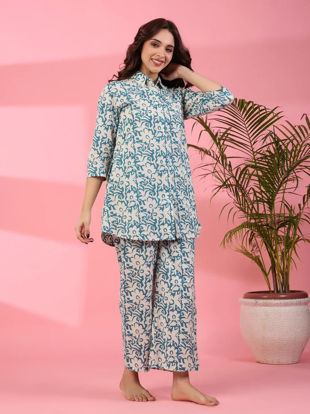 Cornflower Cotton Co-ord set - SanskrutiHomes