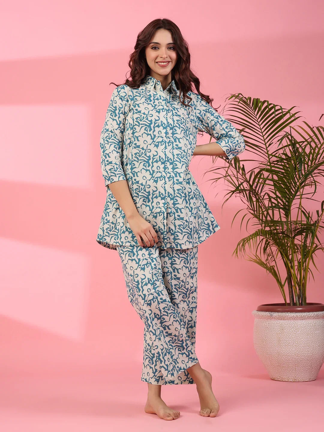 Cornflower Cotton Co-ord set - SanskrutiHomes