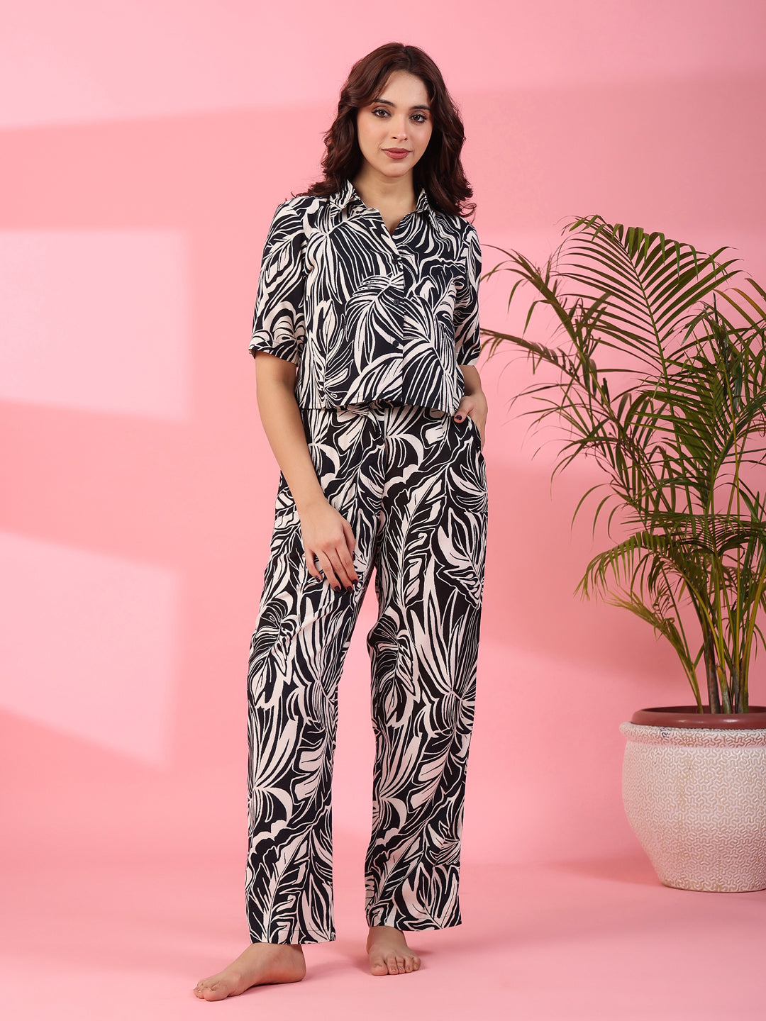 Floral Printed Night Suit - SanskrutiHomes