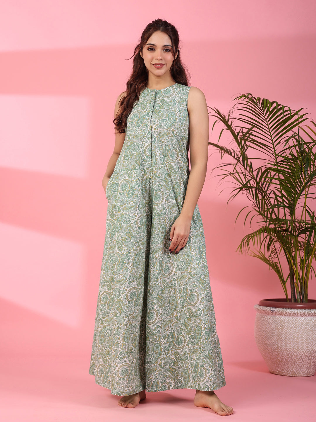 Printed sleeveless cotton Jumpsuit