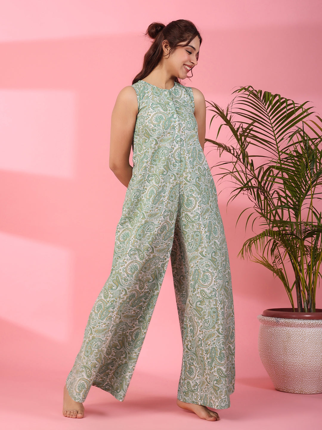 Printed sleeveless cotton Jumpsuit