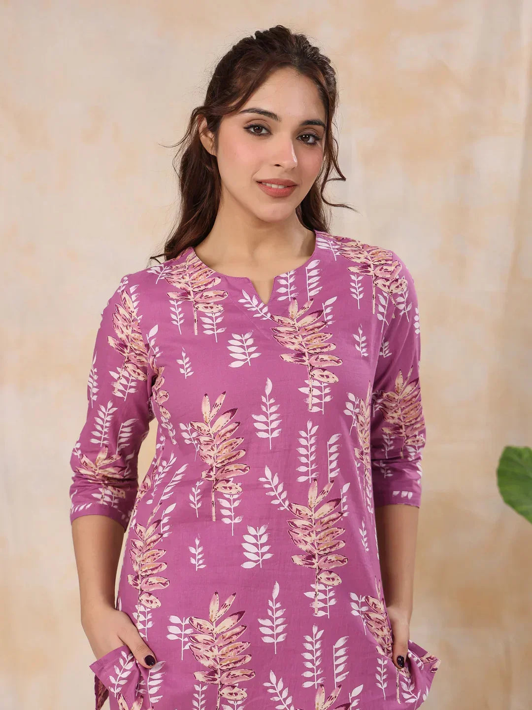 HEATHER MAUVE Cotton Night Suit - SanskrutiHomes