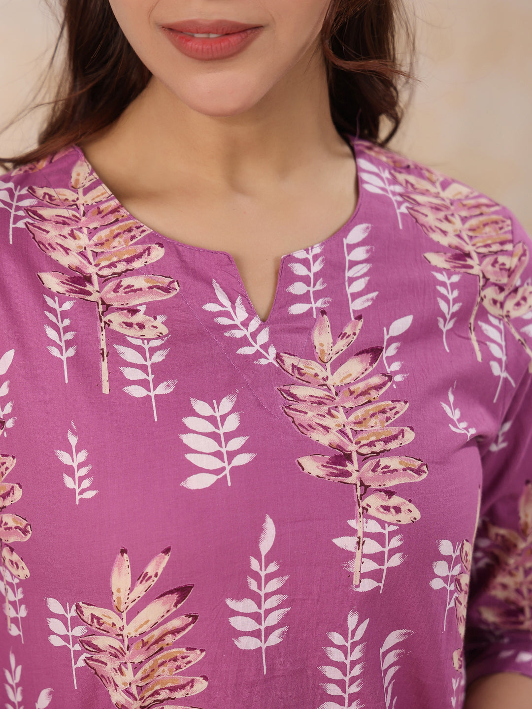 HEATHER MAUVE Cotton Night Suit