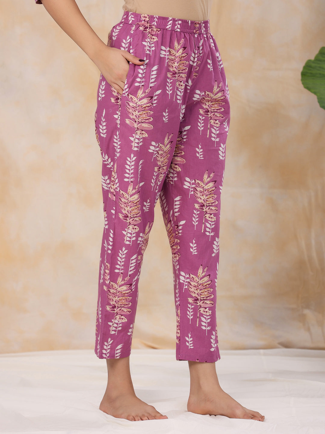 HEATHER MAUVE Cotton Night Suit