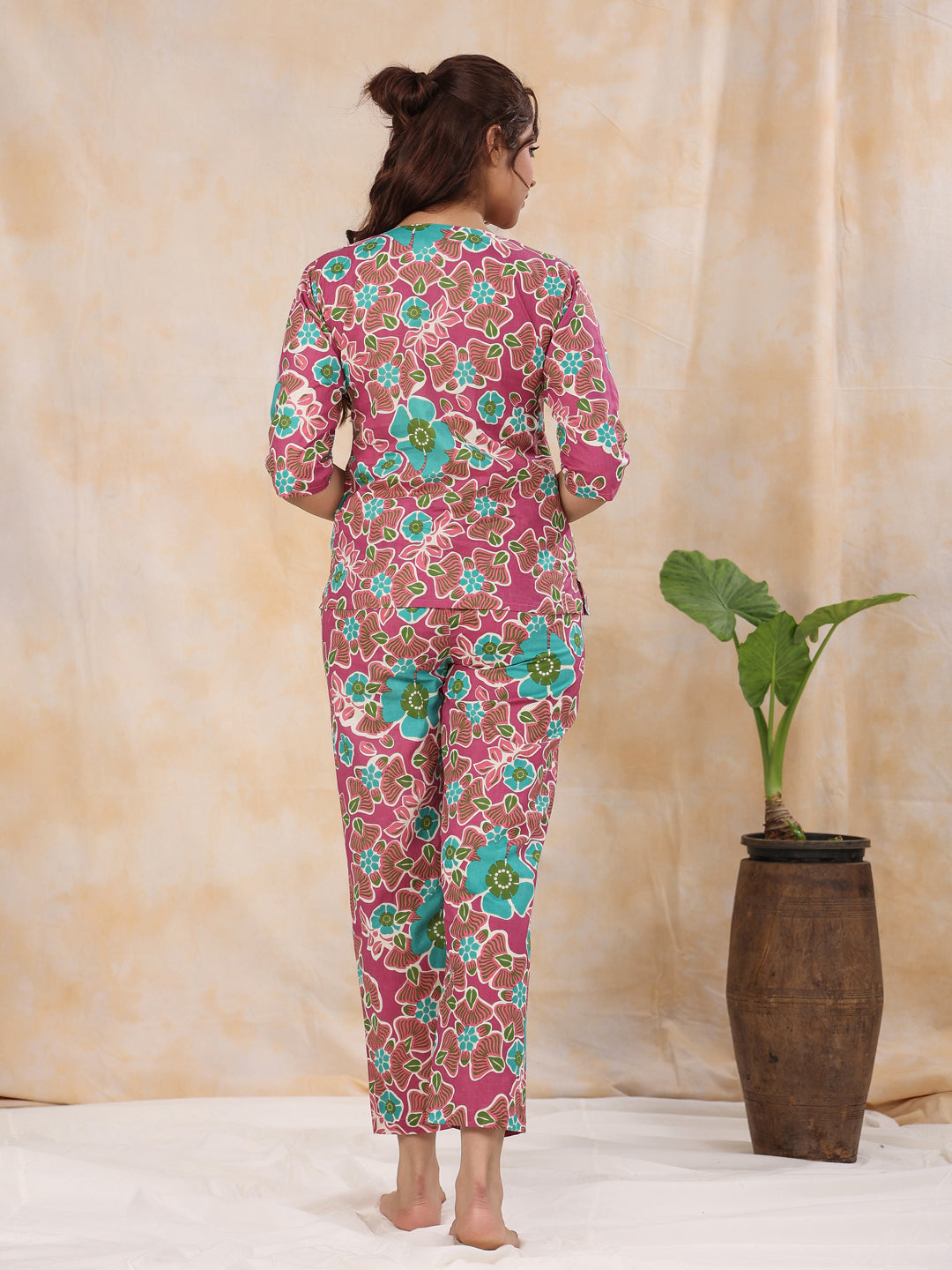 Violet Cotton Night Suit