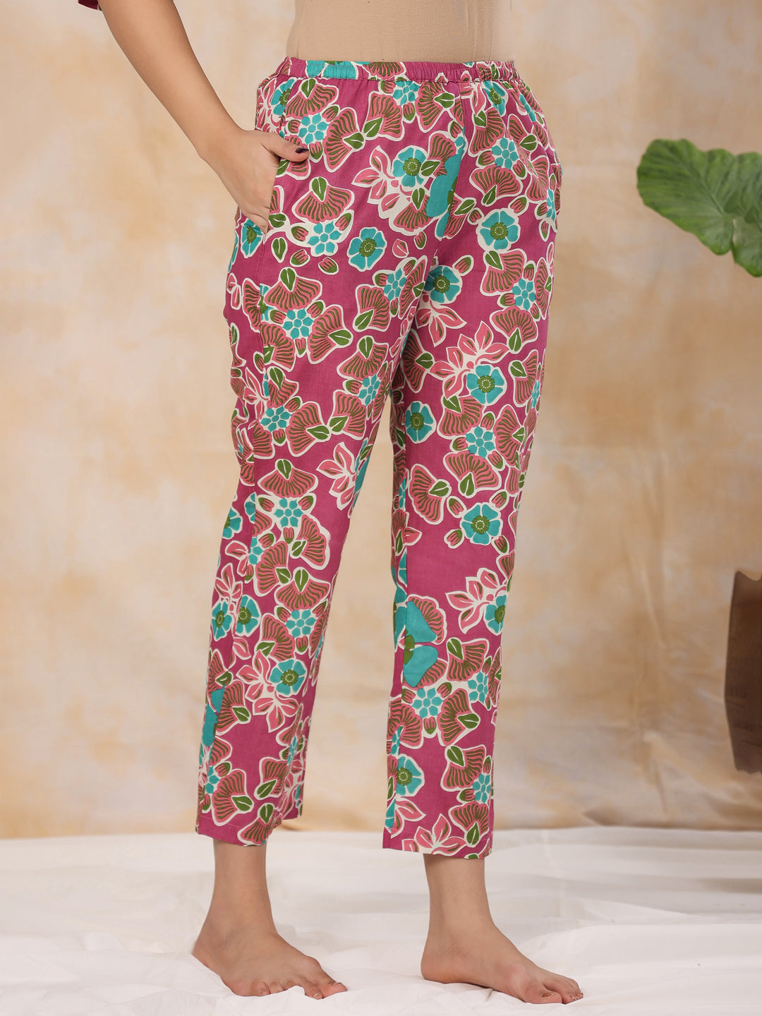 Violet Cotton Night Suit