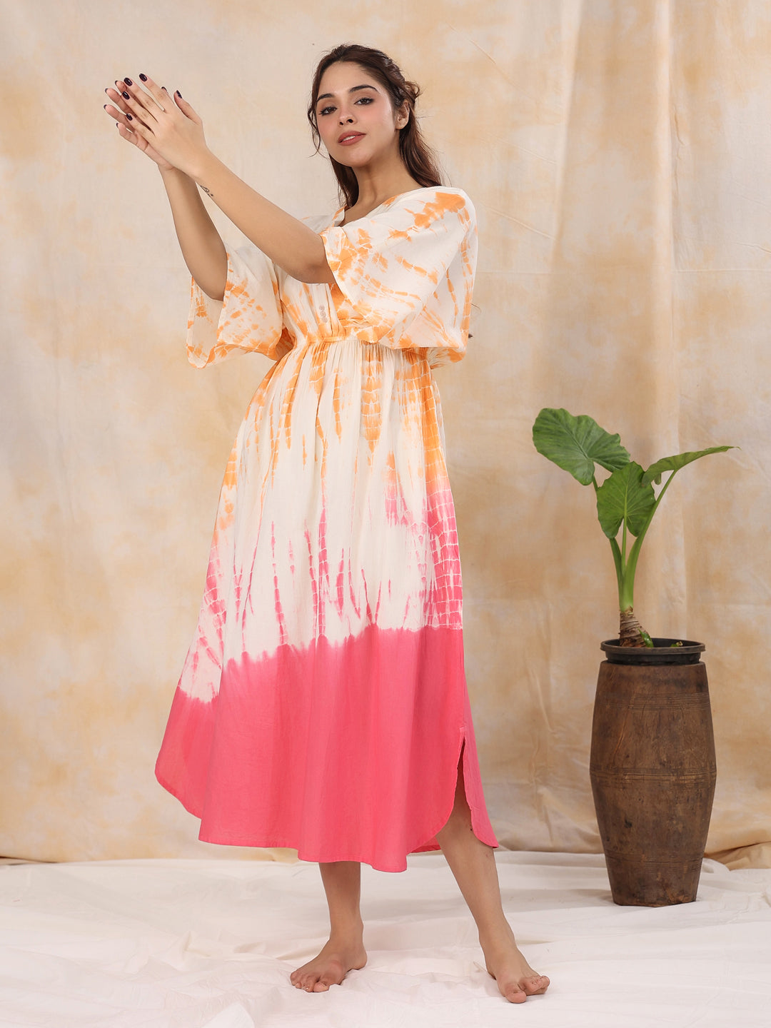 Pink Printed Kaftan Loungewear - SanskrutiHomes