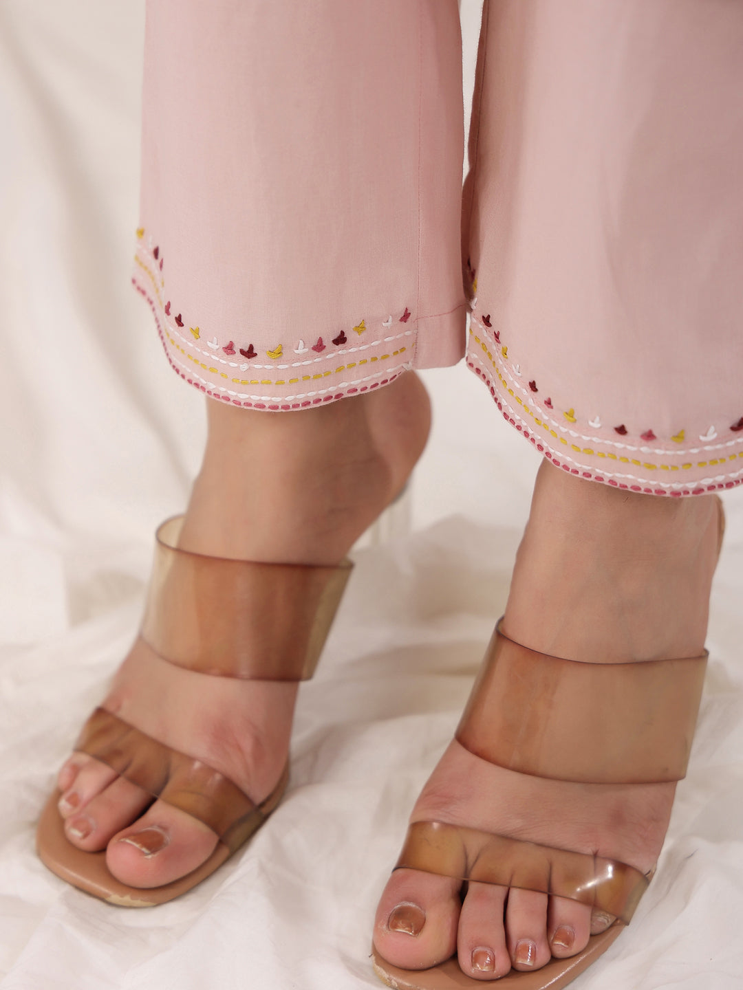 Women' s Woven Design Solid Pure Cotton Straight Kurta with Trousers
