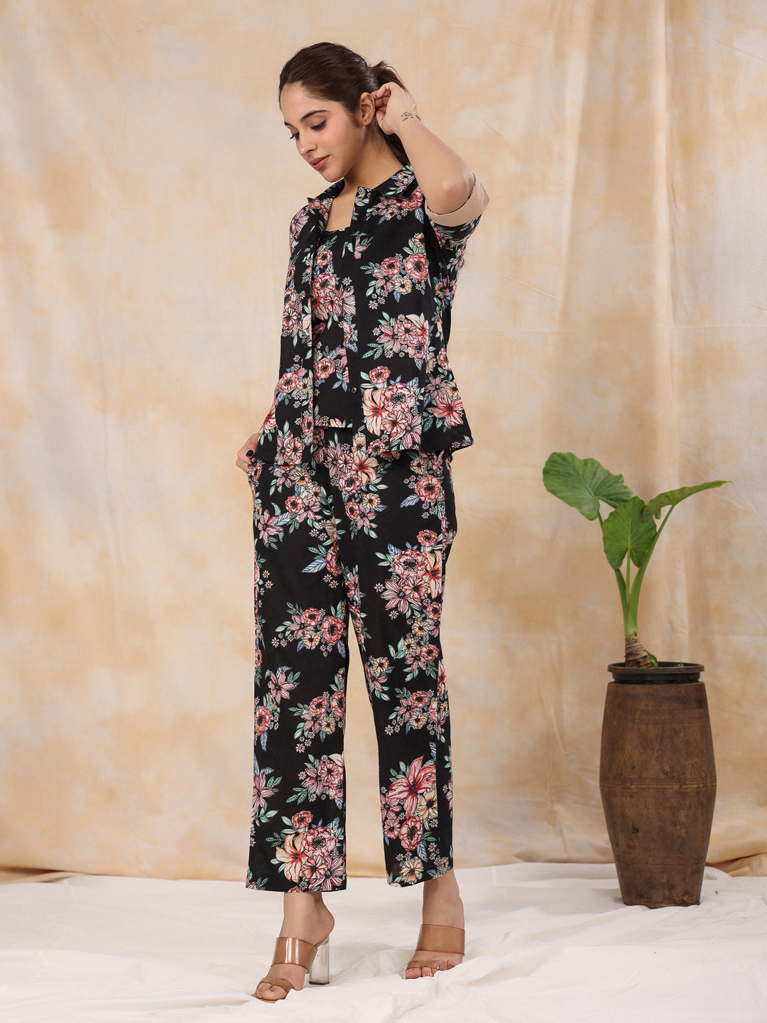 Women Pure Cotton 4 Pcs Night Suit