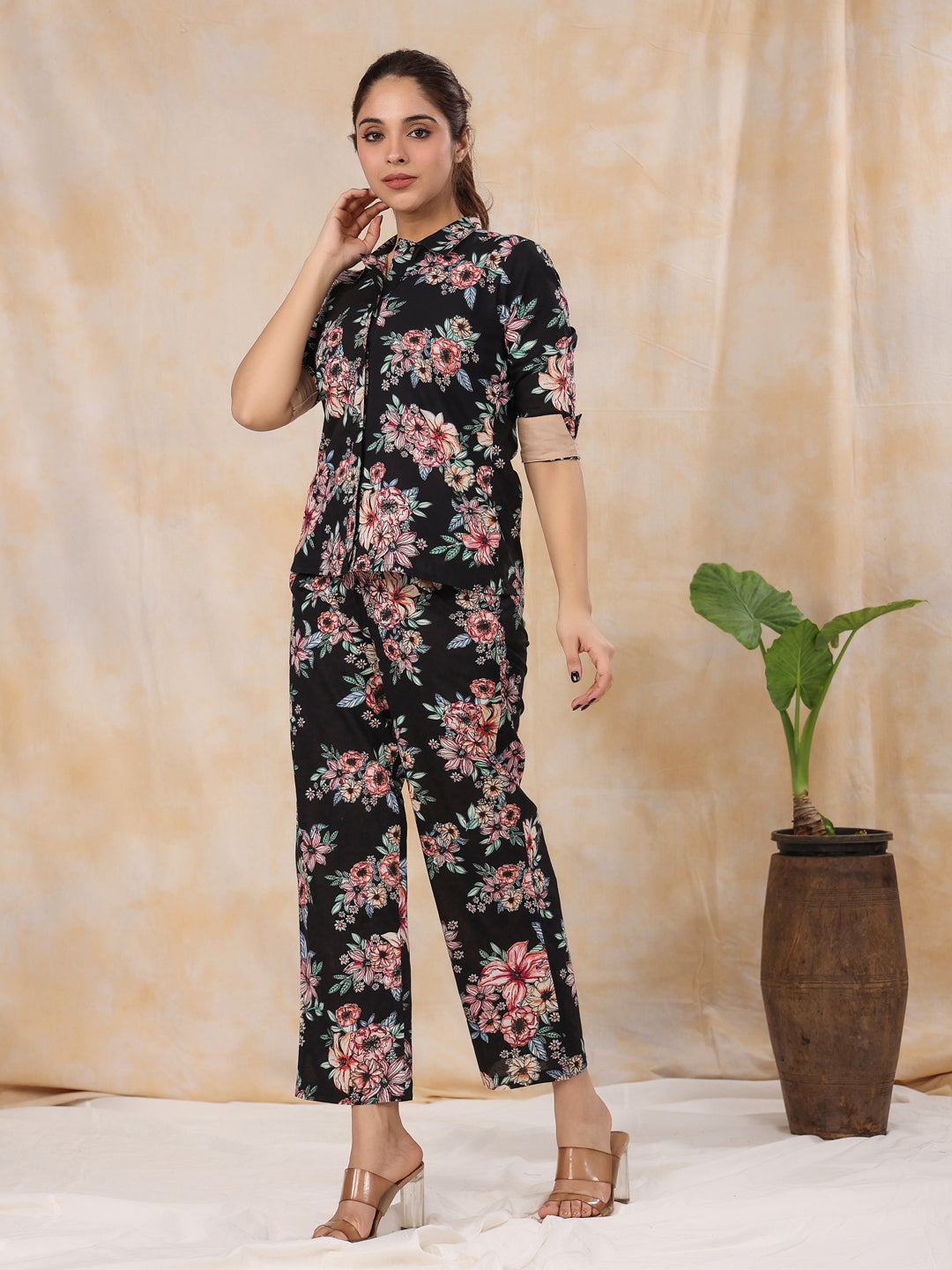 Women Pure Cotton 4 Pcs Night Suit
