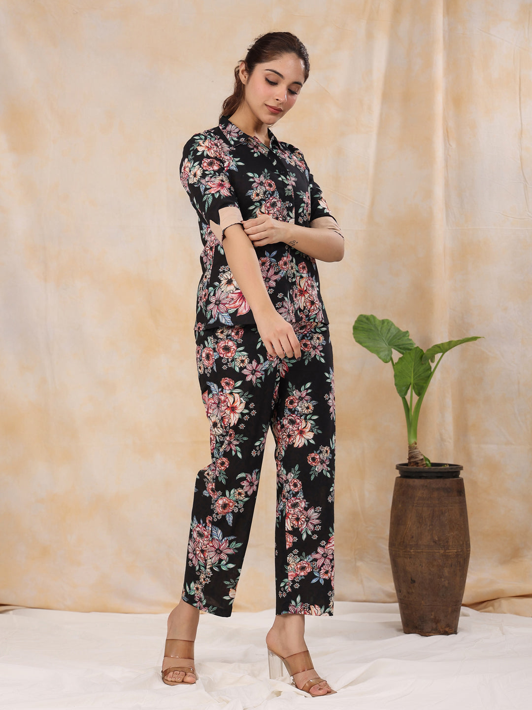 Women Pure Cotton 4 Pcs Night Suit
