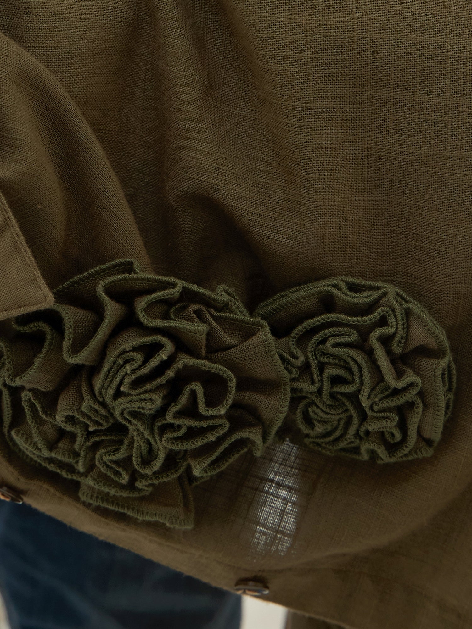 Olive Shirt Collar Pure Cotton Co-ords Set for Women