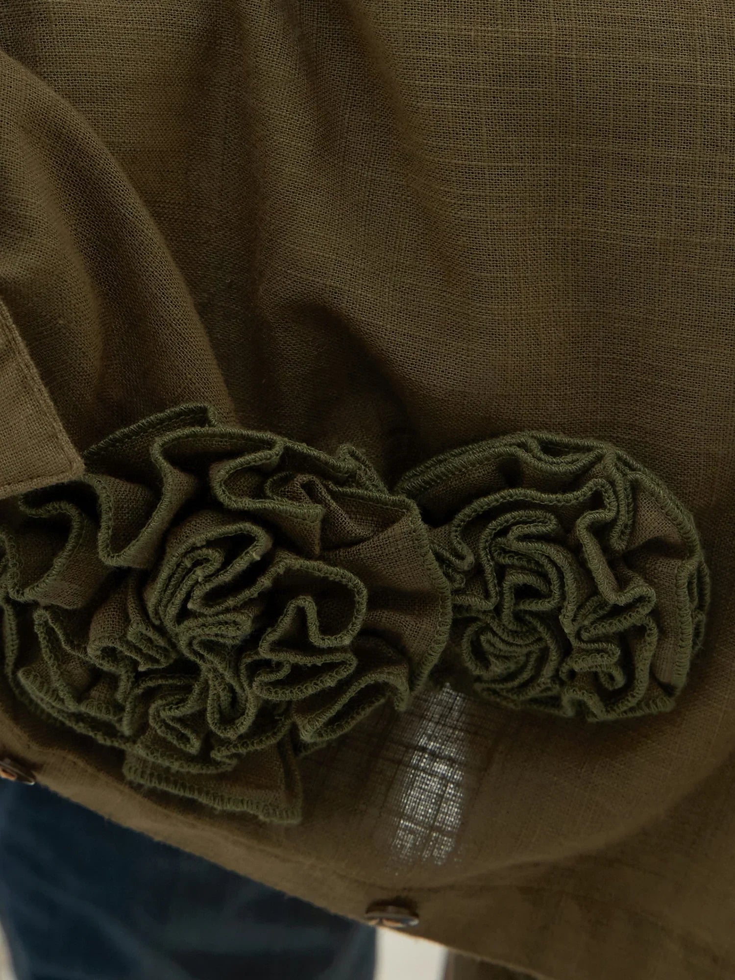 Olive Shirt Collar Pure Cotton Co-ords Set for Women - SanskrutiHomes