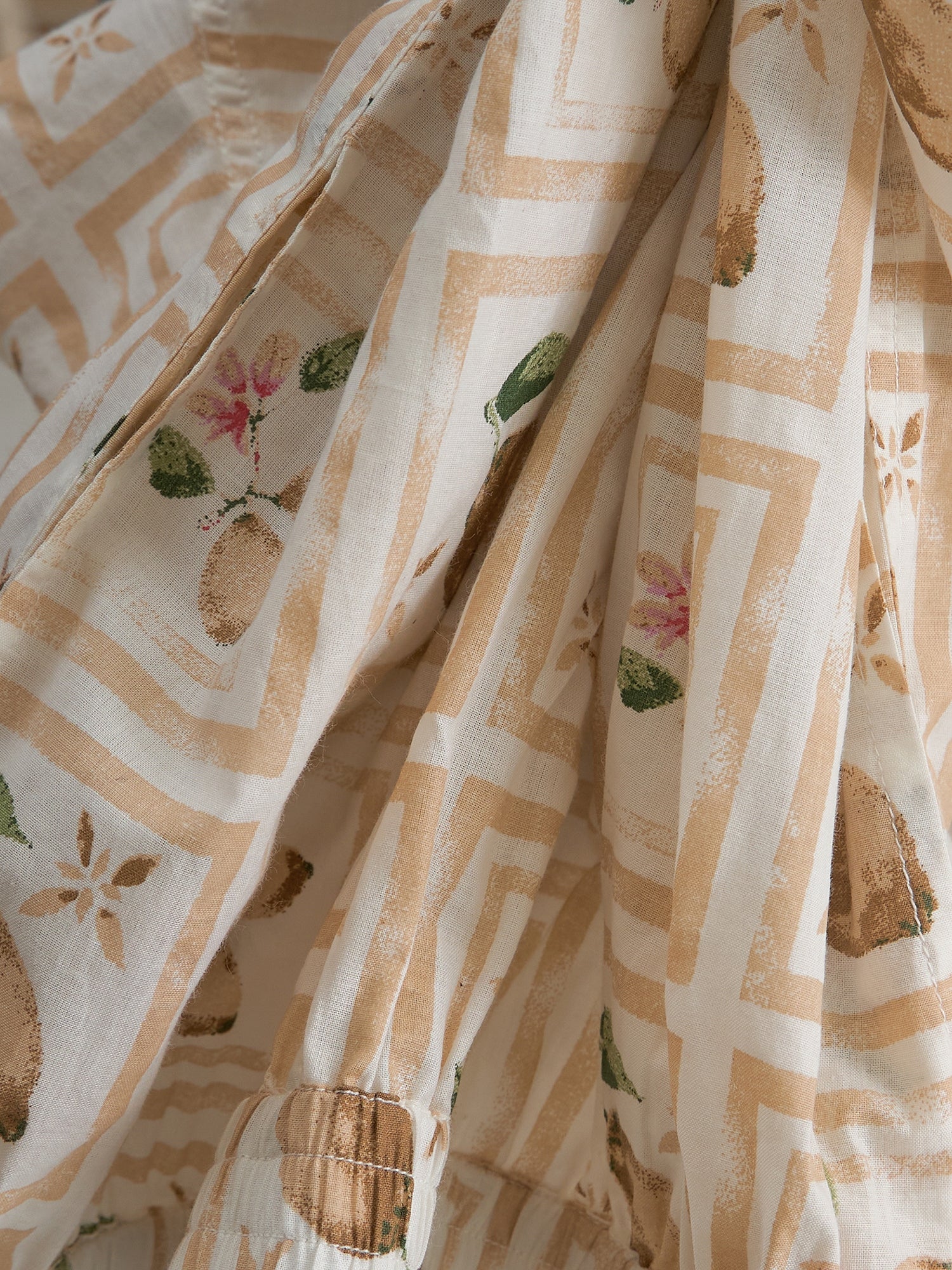 Cream Shirt Collar Pure Cotton Printed Night Suit for Women
