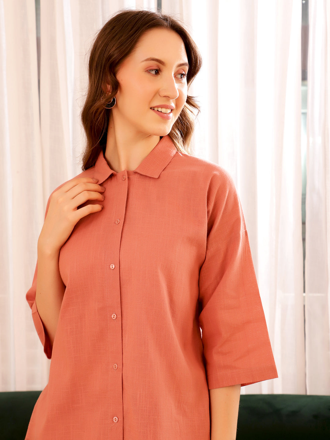 Women's Pure Cotton Pink Solid Print Night suits