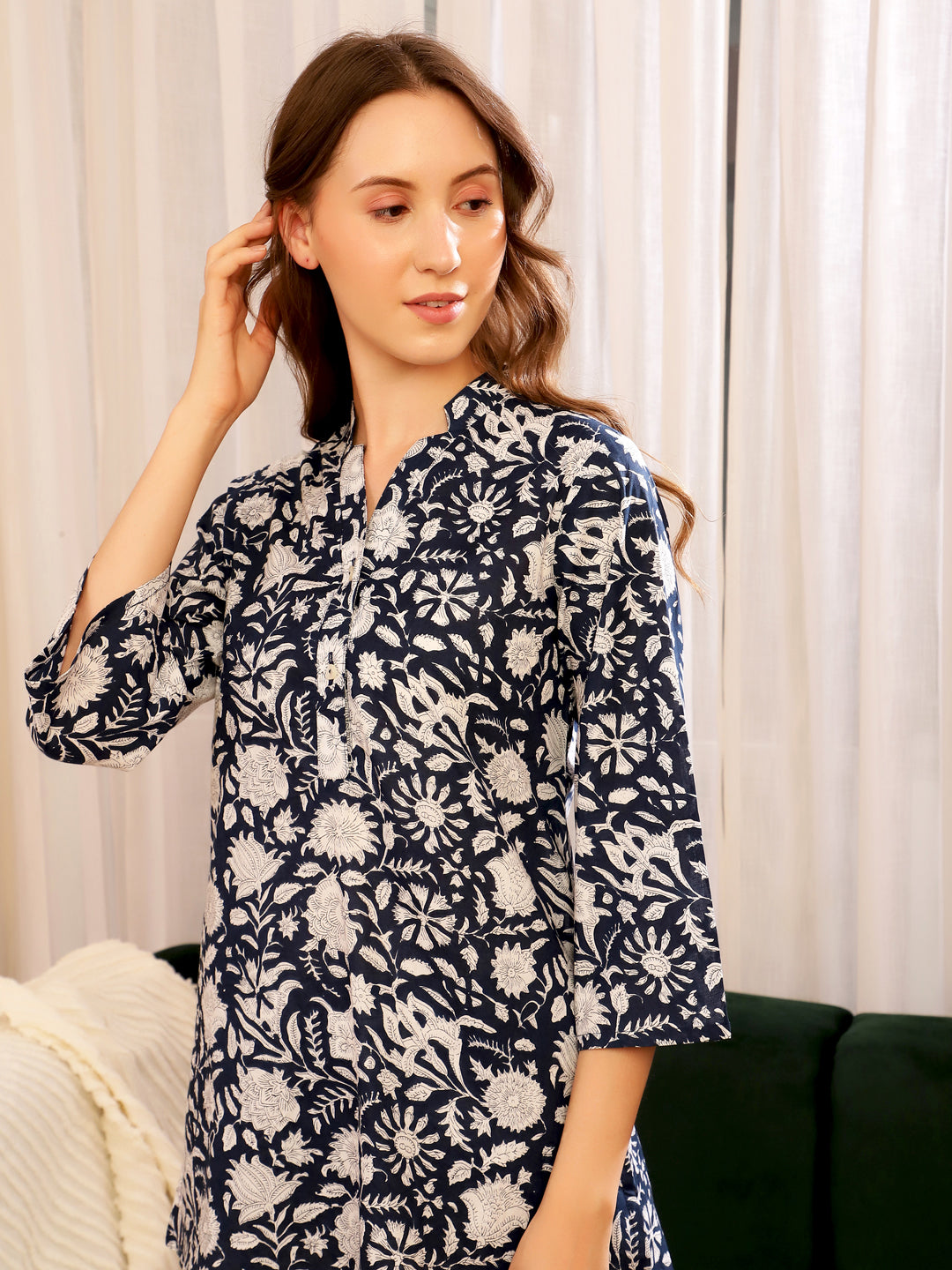 Flower Printed V-Neck Loungewear Set