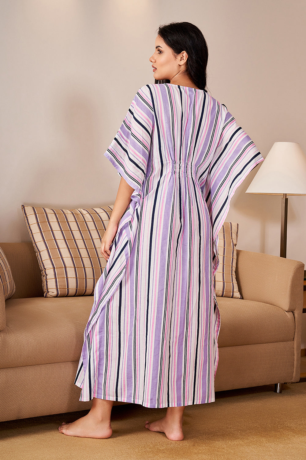 Lavender Printed Kaftan Dress