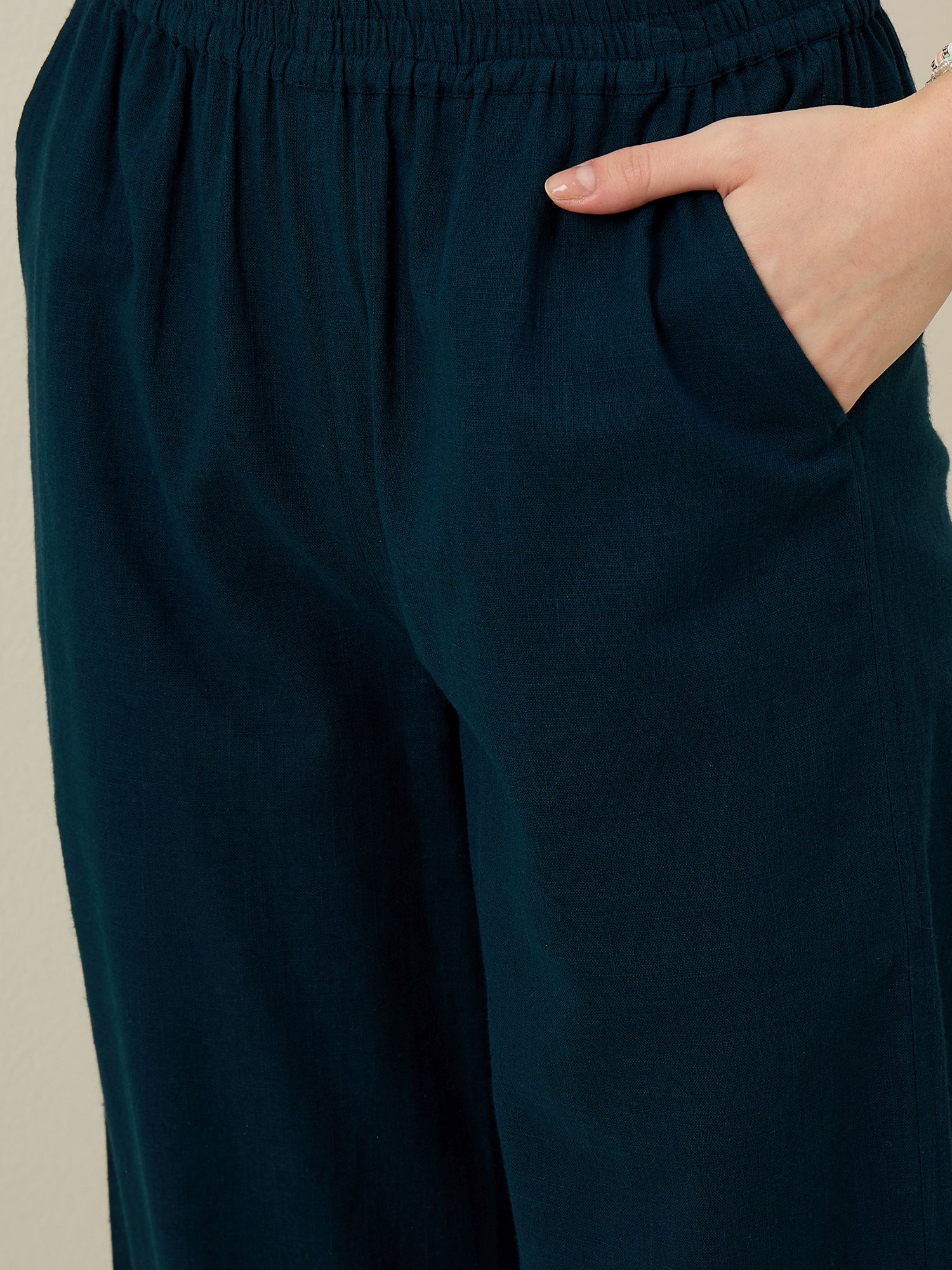 Turquoise Blue Round Neck Pure Cotton Top Dyed Co-ords Set for Women