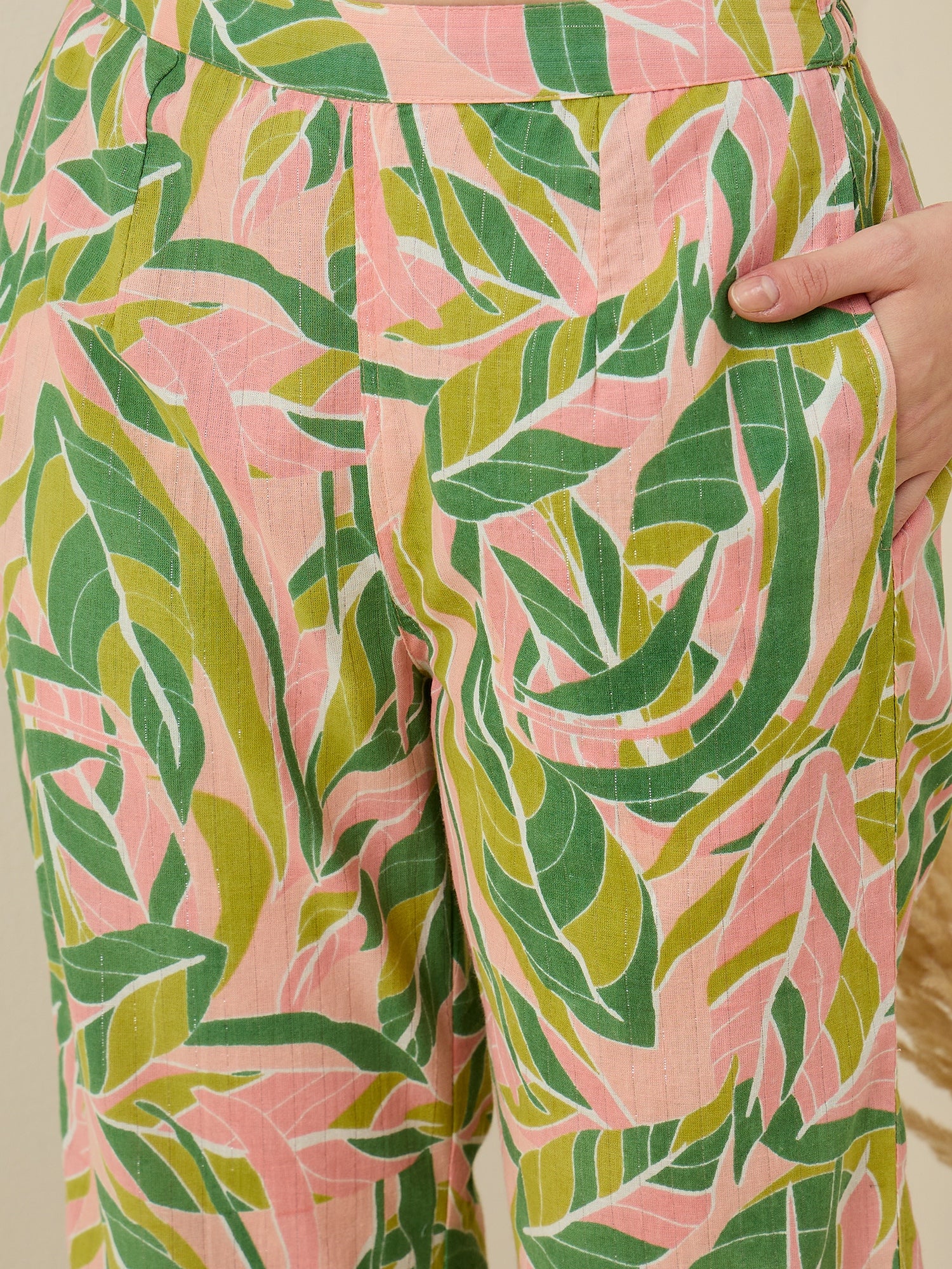 Multicolor Leaf Printed Cotton Co-ord Set for Women