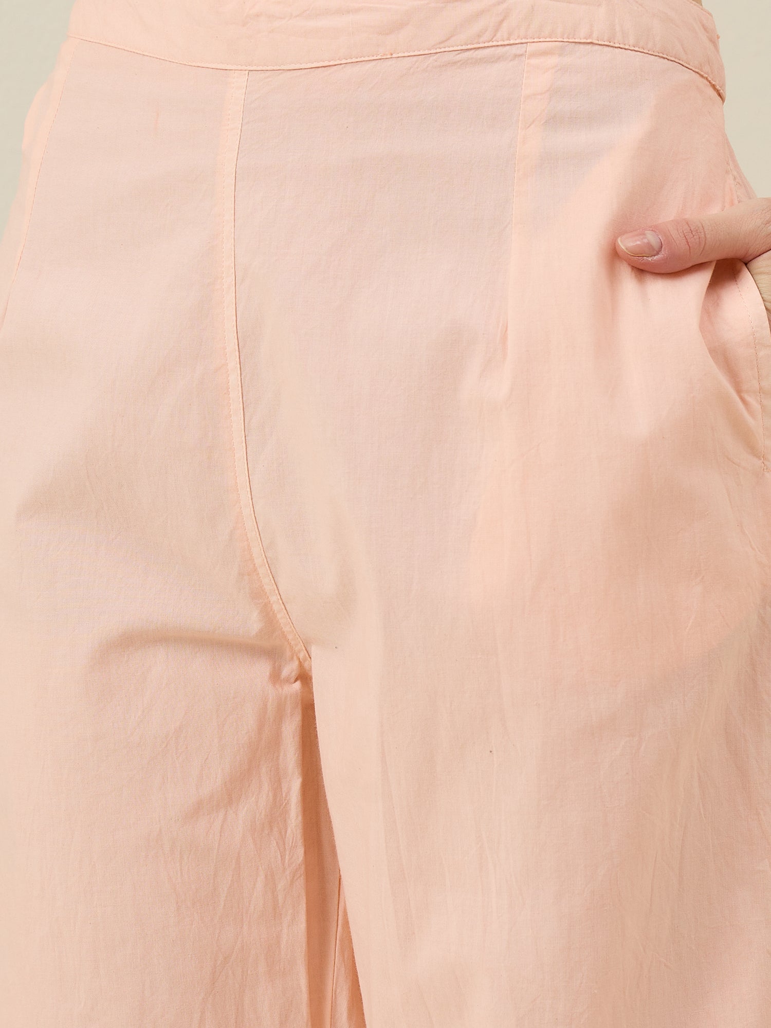 Peach Pure Cotton Shirt Collar Co-Ord Set for Women