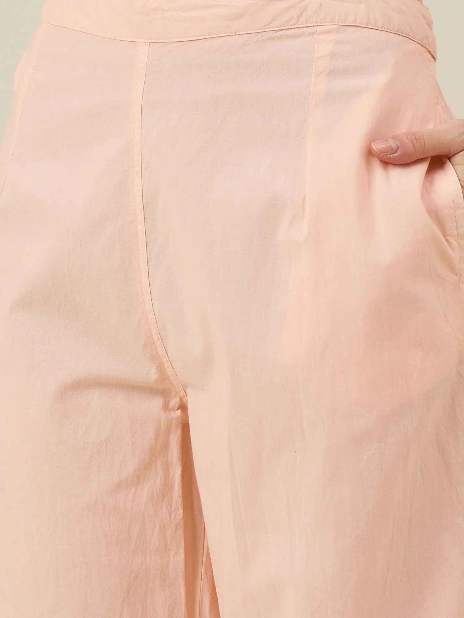 Peach Pure Cotton Shirt Collar Co-Ord Set for Women - SanskrutiHomes