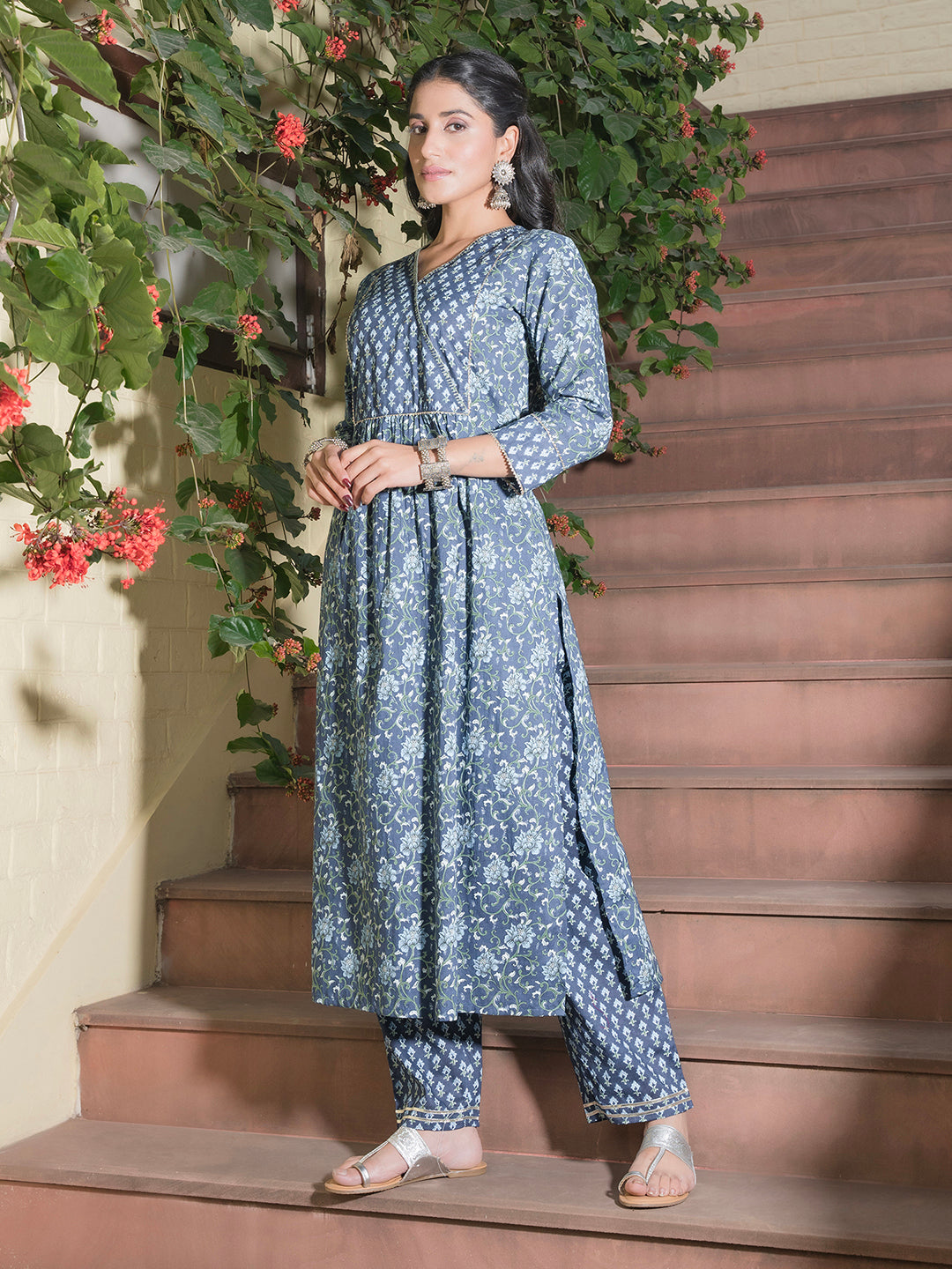 Floral Printed Cotton Kurta Set