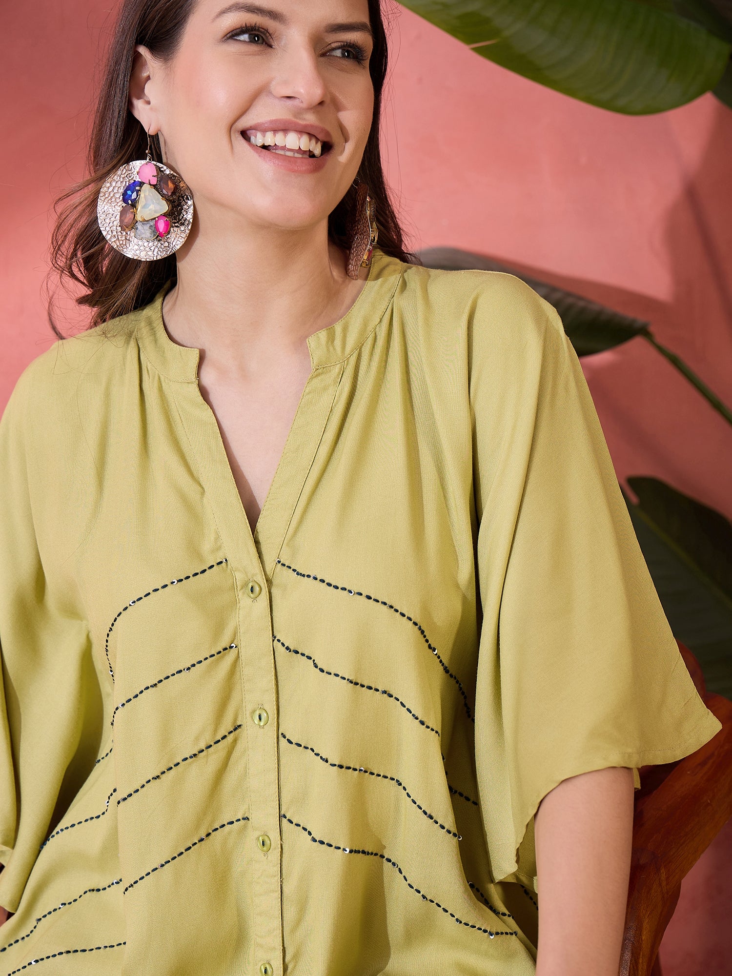 Lime Green Floral Printed Co-ords Set