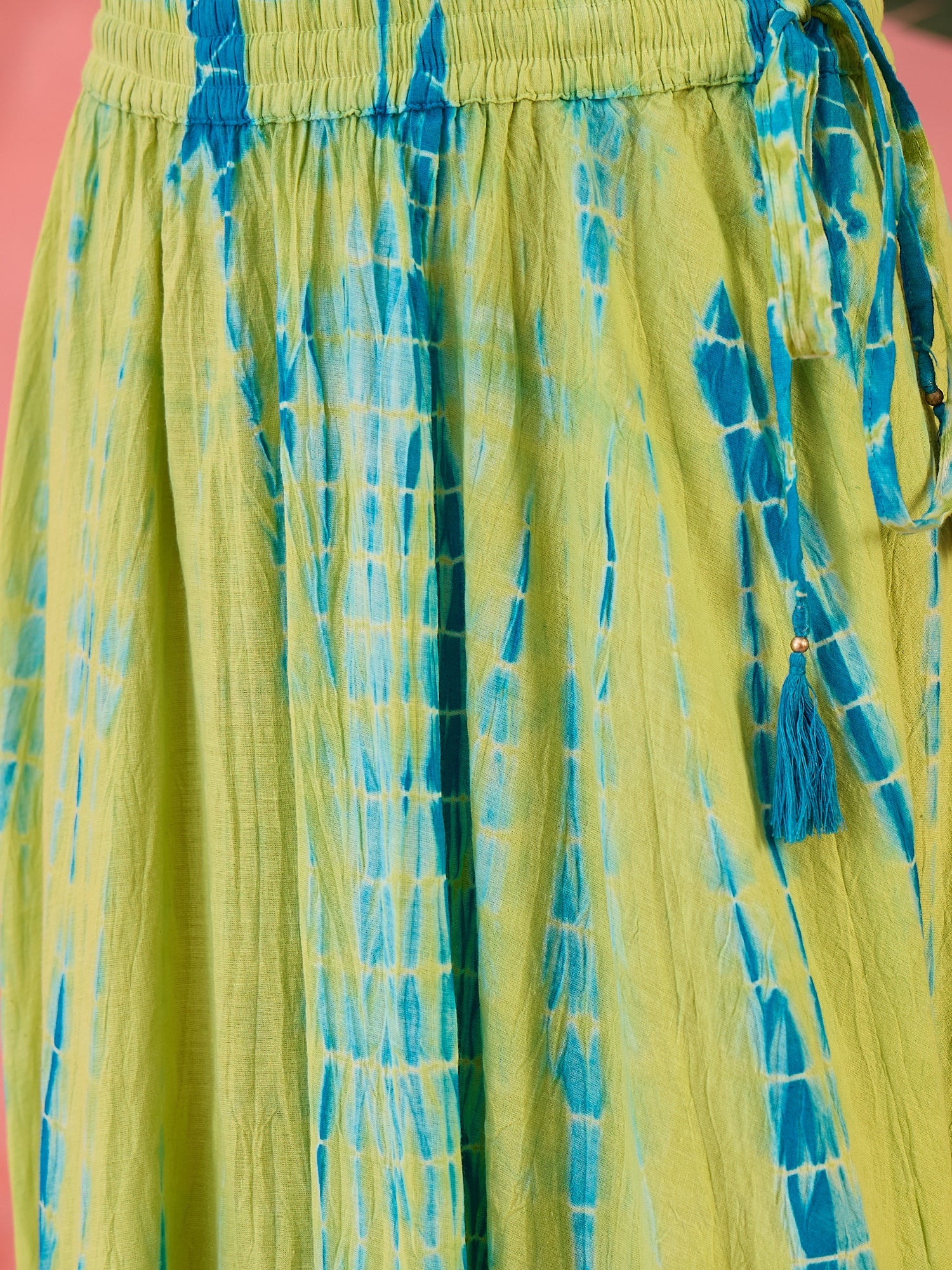 Green Printed Cotton Skirt for Women