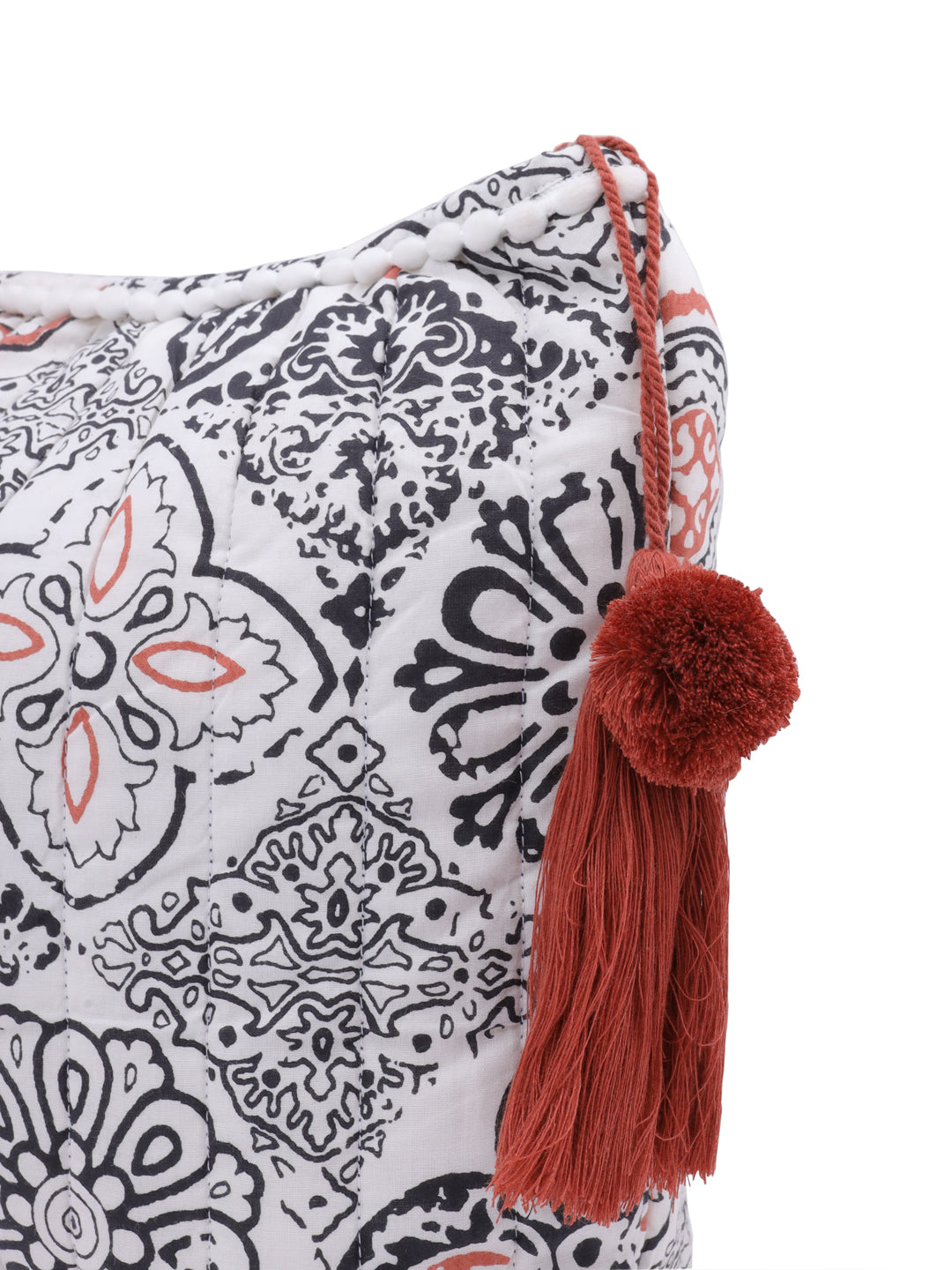 White Cotton Makeup/Travel Pouch with Tassels