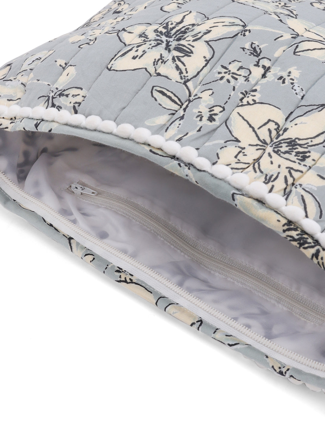 Floral Printed Quilted Pouch - SanskrutiHomes