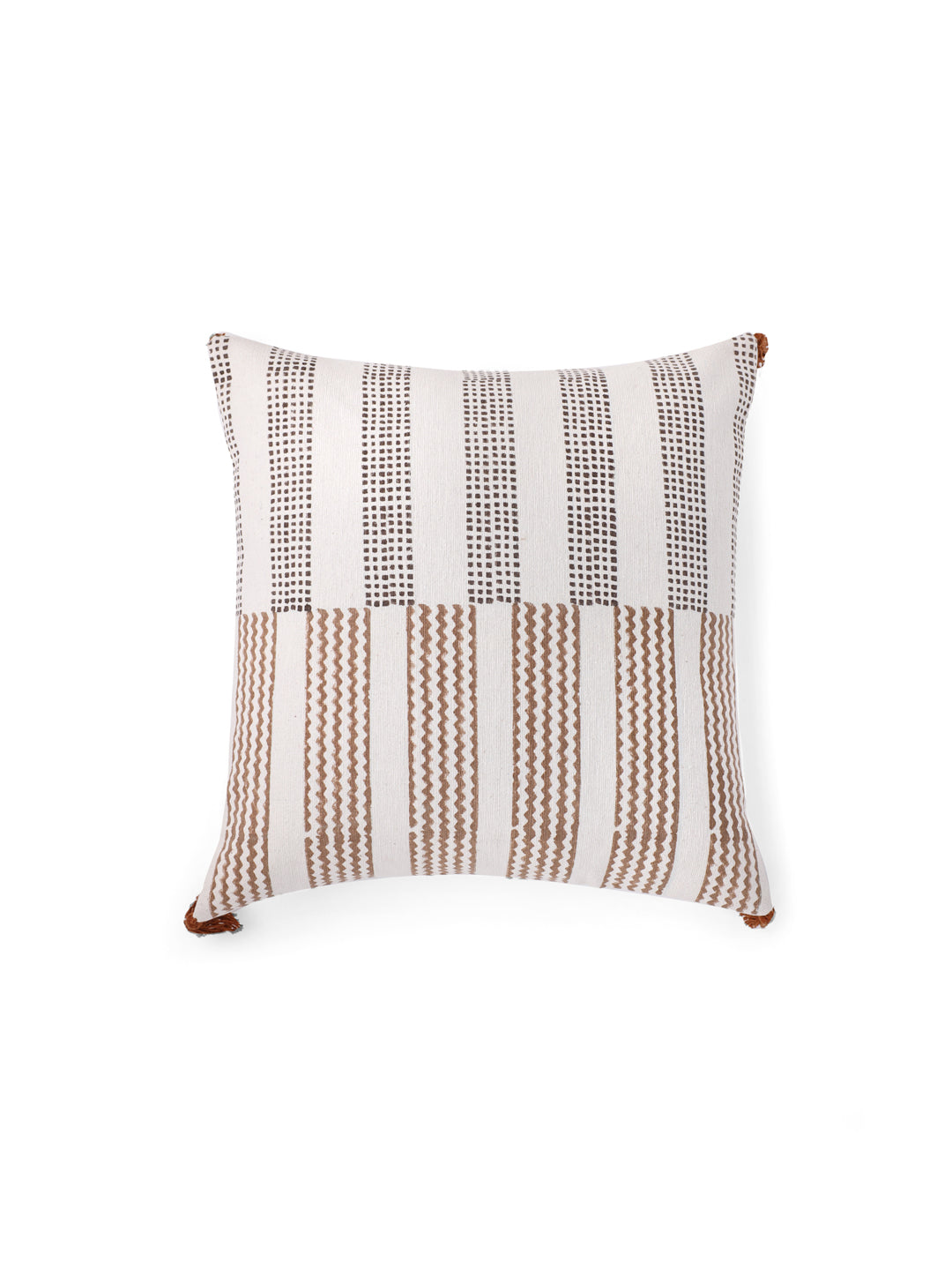 Cotton Brown Colour Geometric Cushion Covers