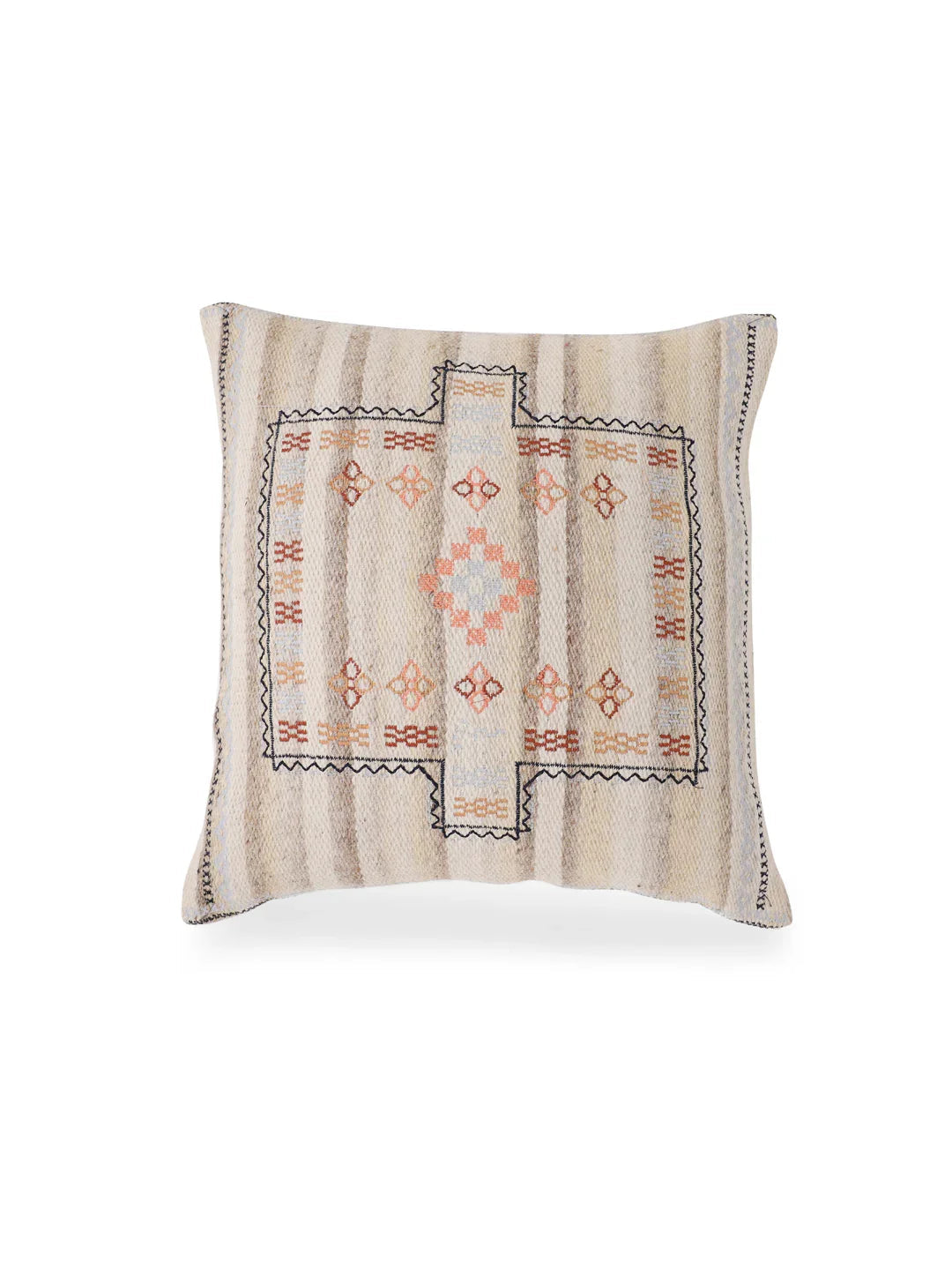 Beige Color Jute Cotton Geometric Cushion Covers