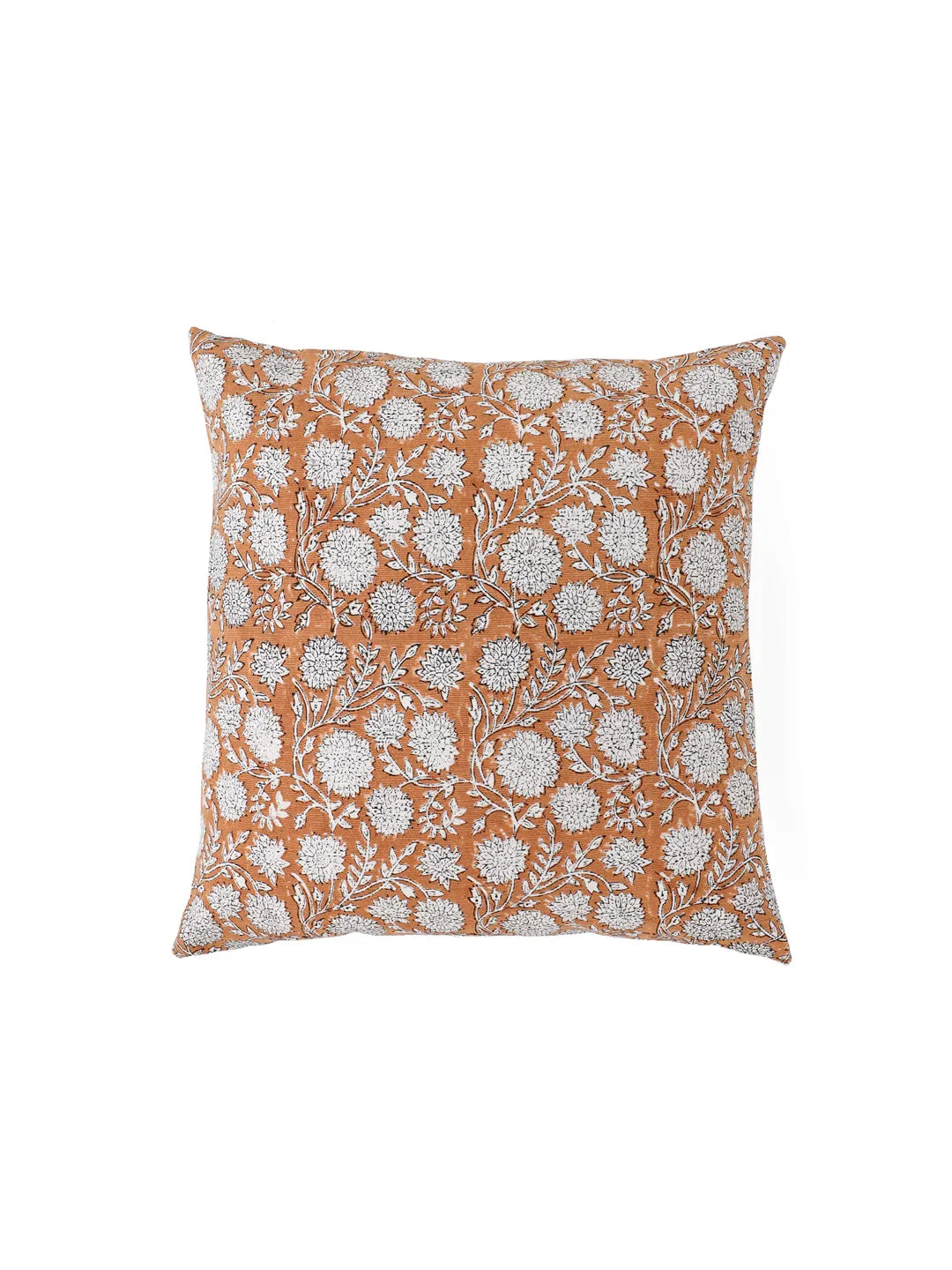 Cotton Orange Colour Floral Cushion Covers - SanskrutiHomes