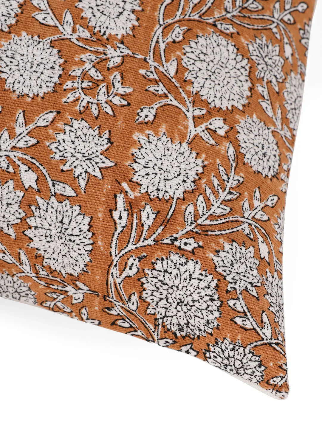 Cotton Orange Colour Floral Cushion Covers - SanskrutiHomes