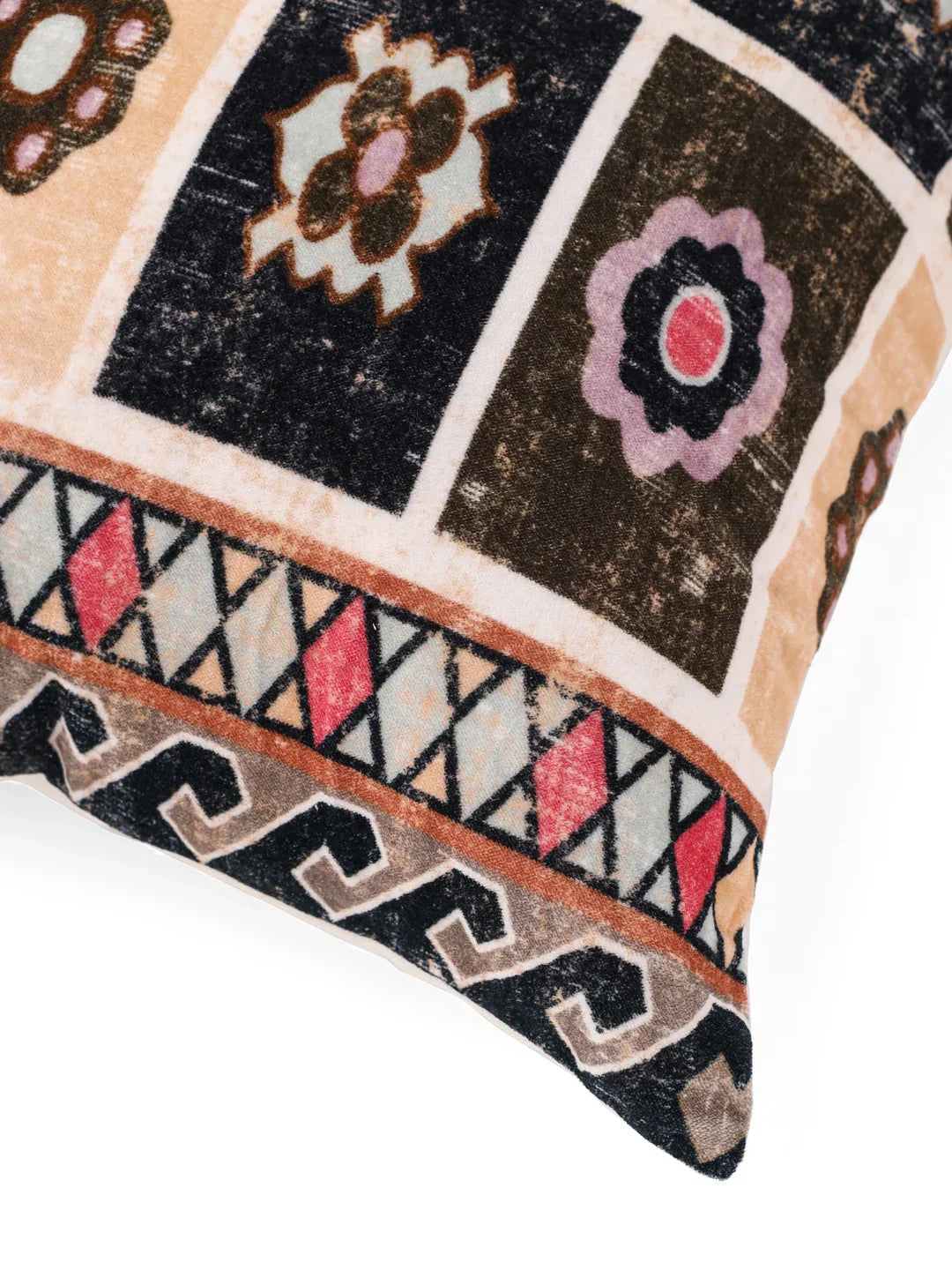 Velvet Multi Colour Geometric Cushion Covers - SanskrutiHomes