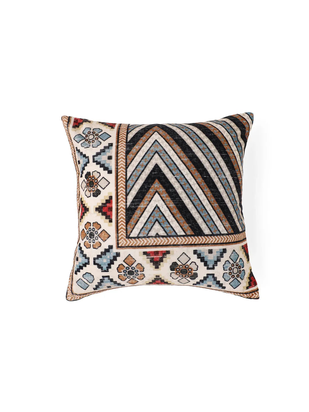 Velvet Multi Colour Geometric Cushion Covers - SanskrutiHomes