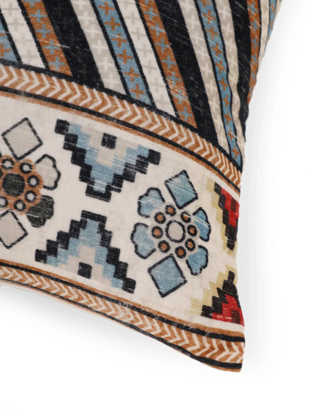 Velvet Multi Colour Geometric Cushion Covers - SanskrutiHomes