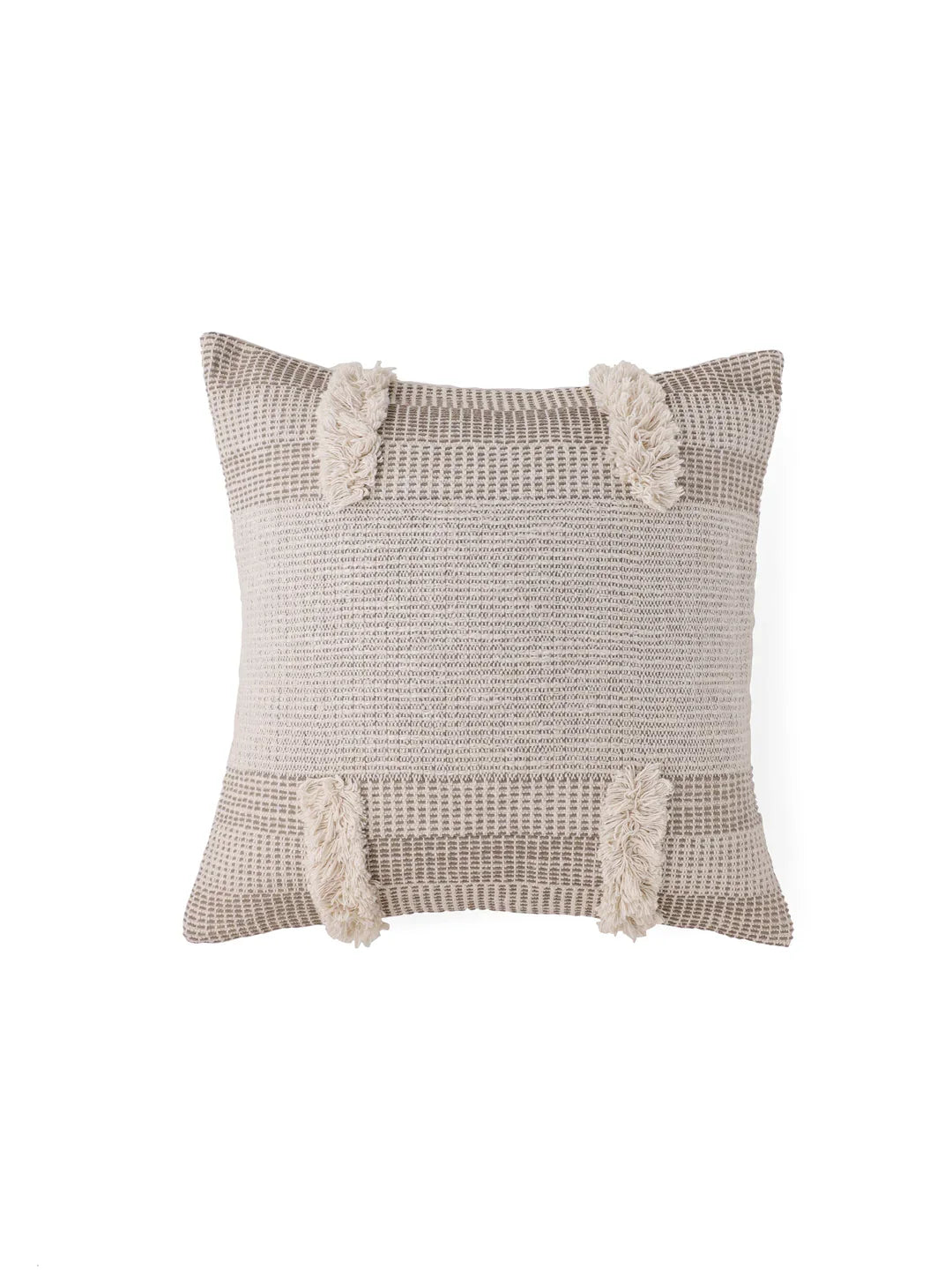 Cotton Cream Colour Self Design Cushion Covers - SanskrutiHomes
