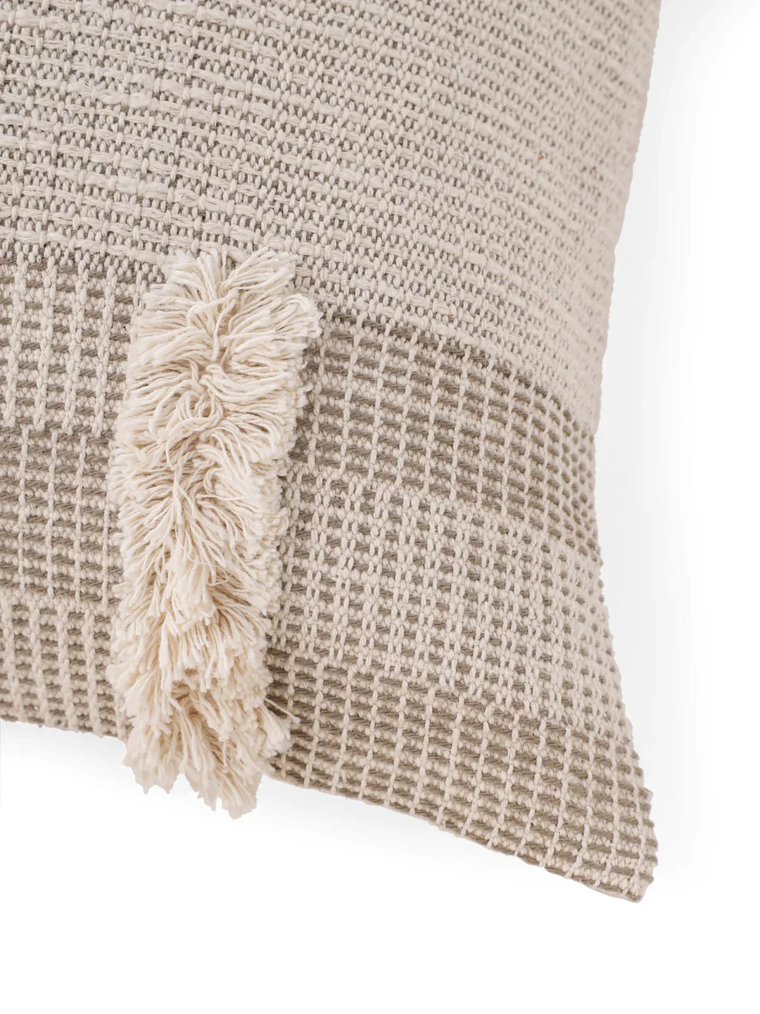 Cotton Cream Colour Self Design Cushion Covers - SanskrutiHomes