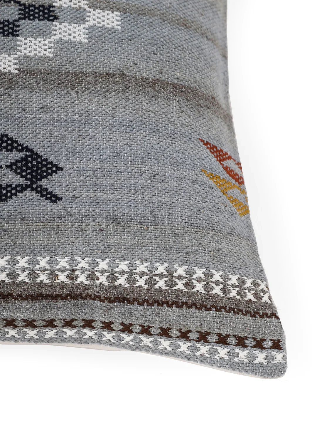 Jute Cotton Grey Colour Geometric Cushion Covers - SanskrutiHomes