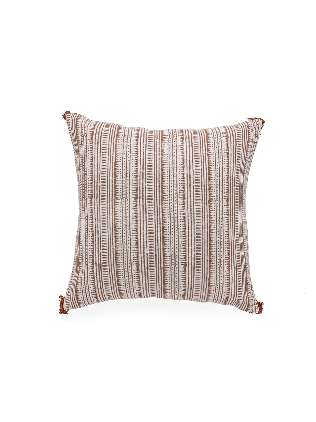 Cotton Brown Colour Striped Cushion Covers