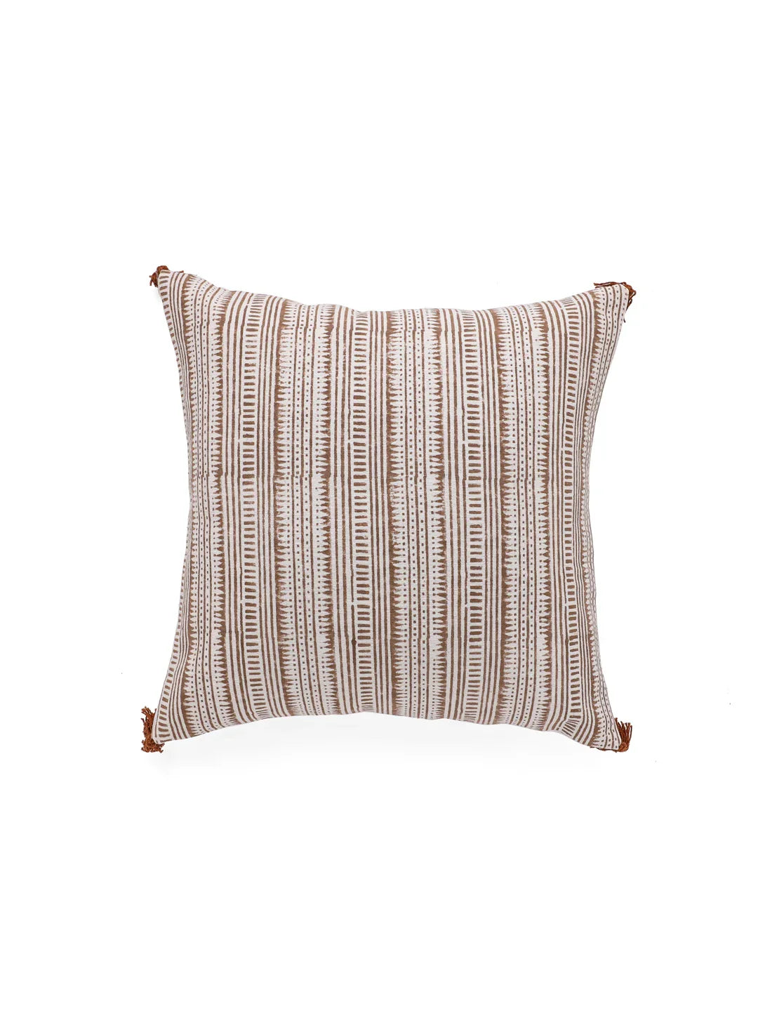 Cotton Brown Colour Striped Cushion Covers - SanskrutiHomes