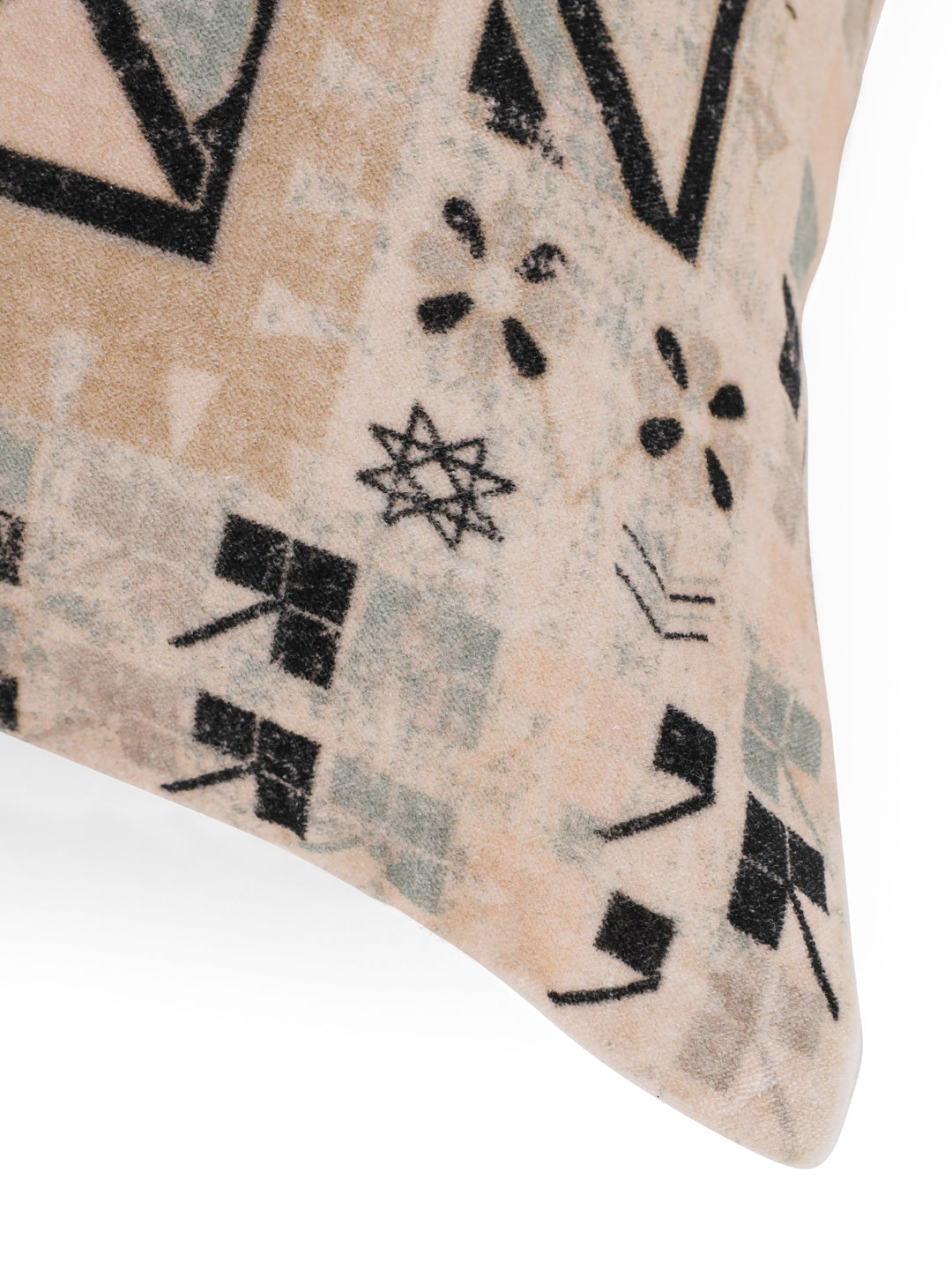 Beige Color Geometric Squared Velvet Cushion Covers