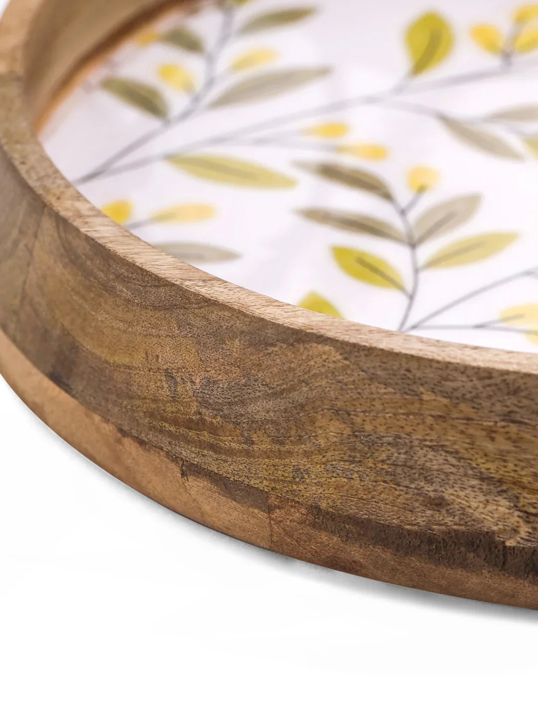 PRINTED ROUND TRAY WITH METALLIC HANDLE - SanskrutiHomes